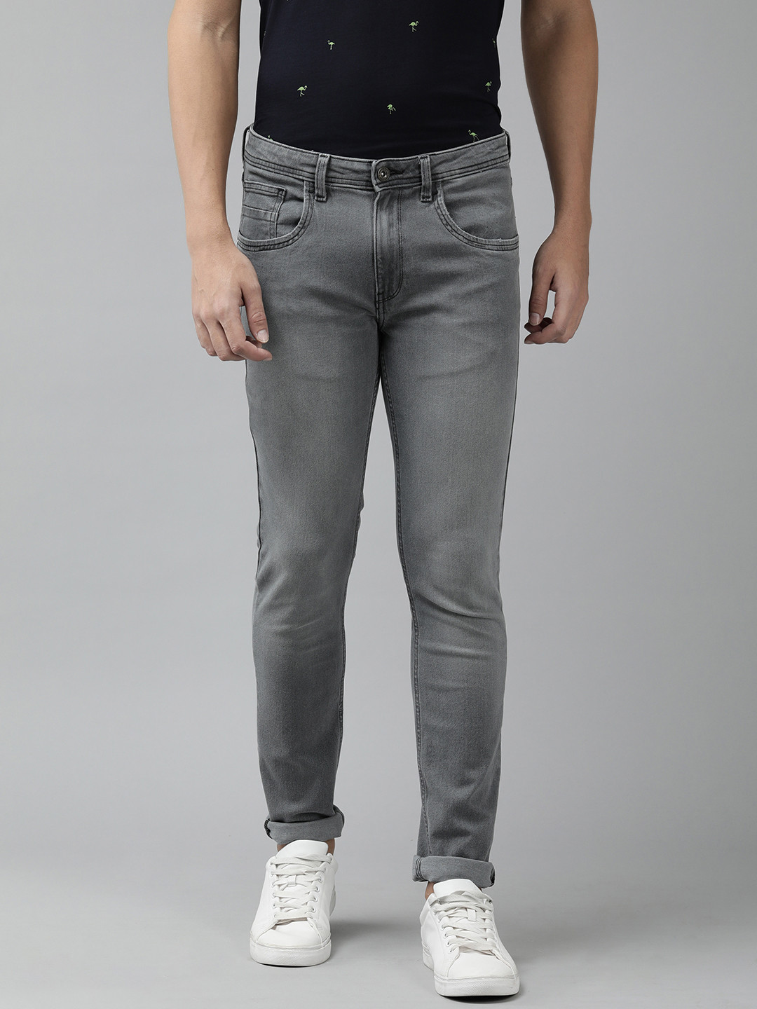

VAN HEUSEN DENIM LABS Men Grey Skinny Fit Light Fade Stretchable Jeans