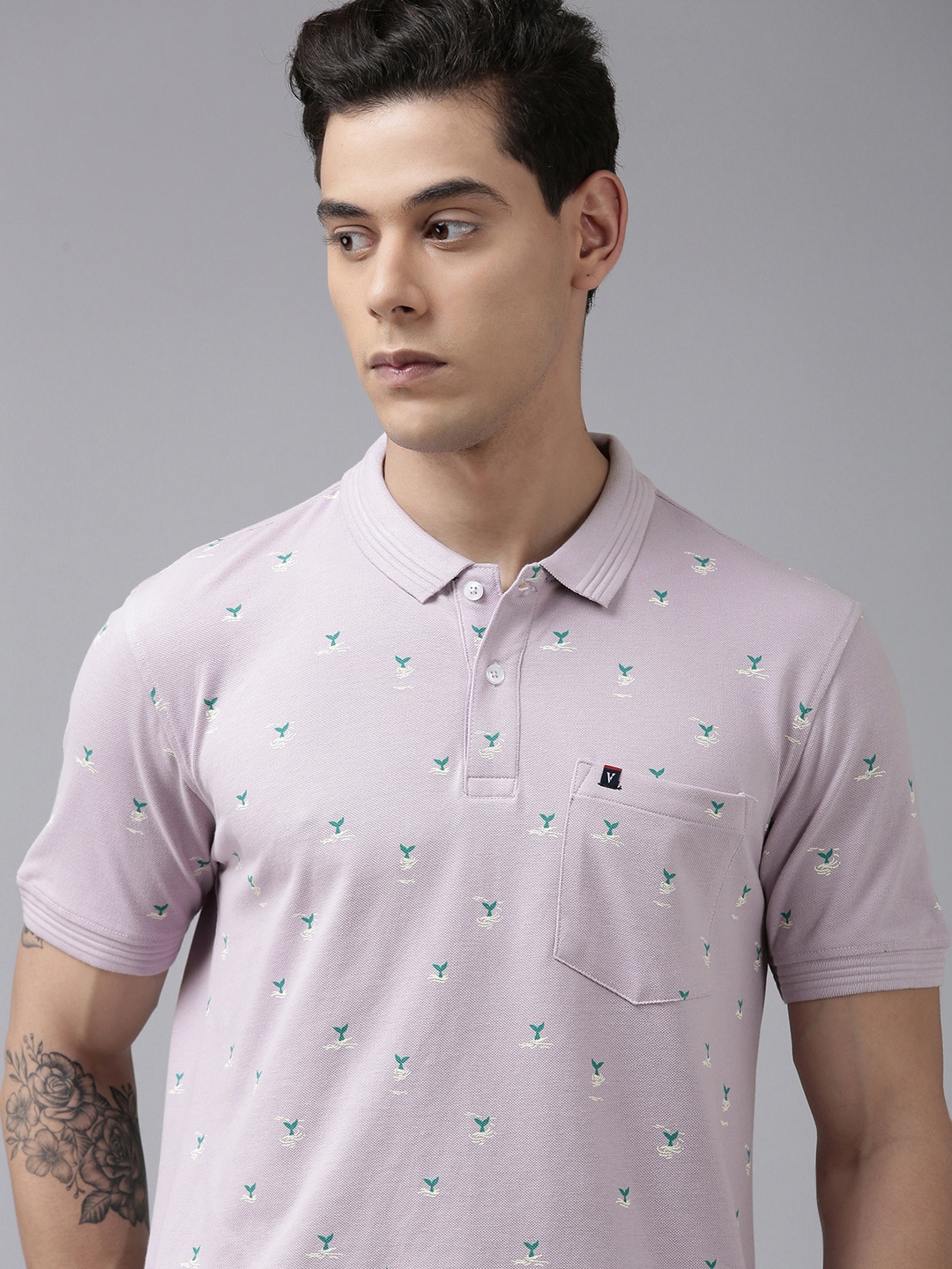 

Van Heusen Sport Men Purple Printed Polo Collar Pure Cotton T-shirt