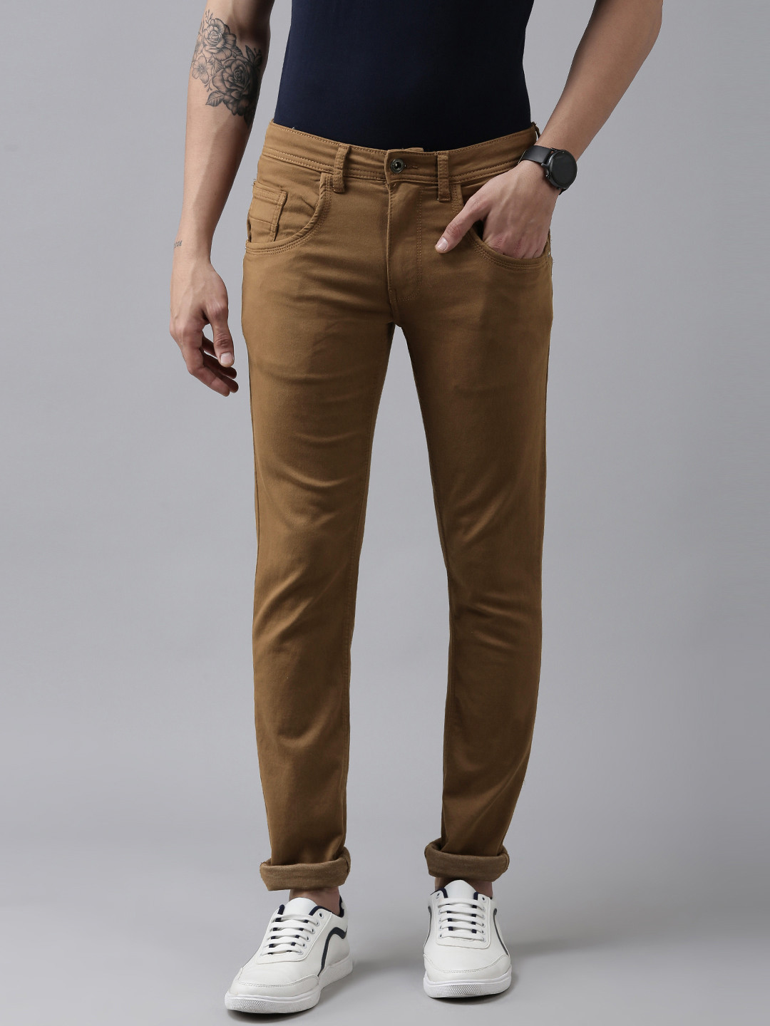 

VAN HEUSEN DENIM LABS Men Brown Skinny Fit Stretchable Jeans