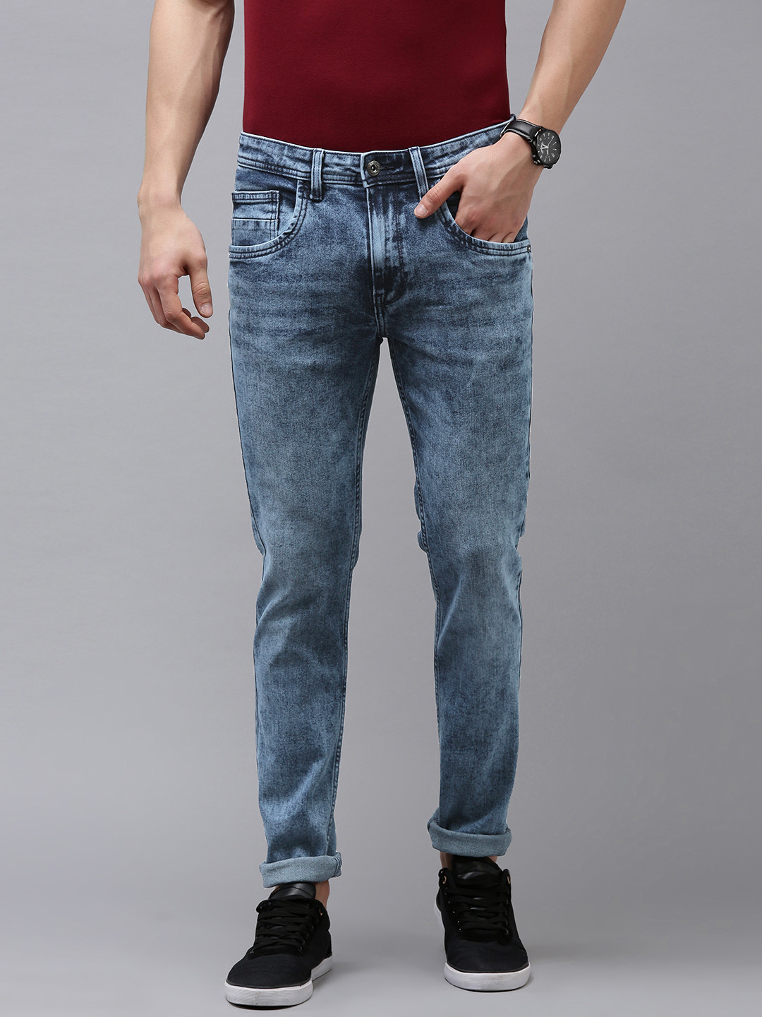 

VAN HEUSEN DENIM LABS Men Blue Skinny Fit Light Fade Stretchable Jeans