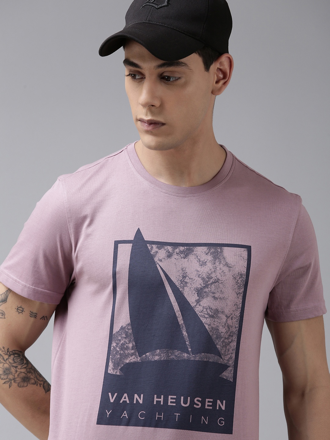

Van Heusen Sport Men Pink Printed Pure Cotton T-shirt