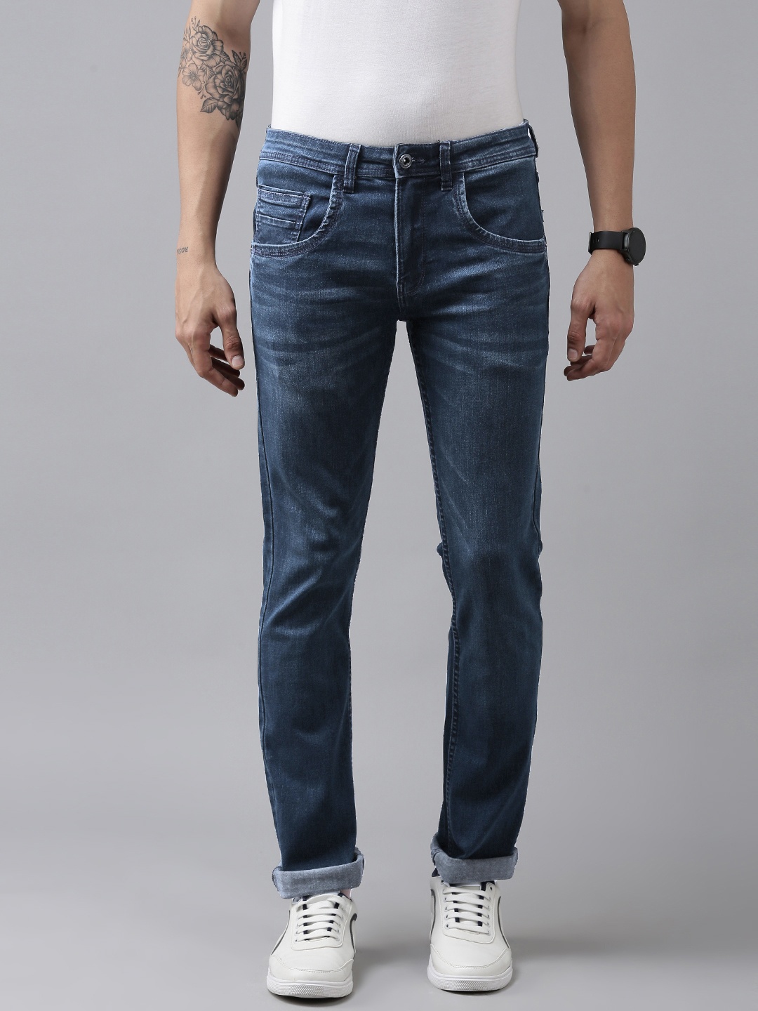 

VAN HEUSEN DENIM LABS Men Navy Blue Slim Fit Stretchable Jeans