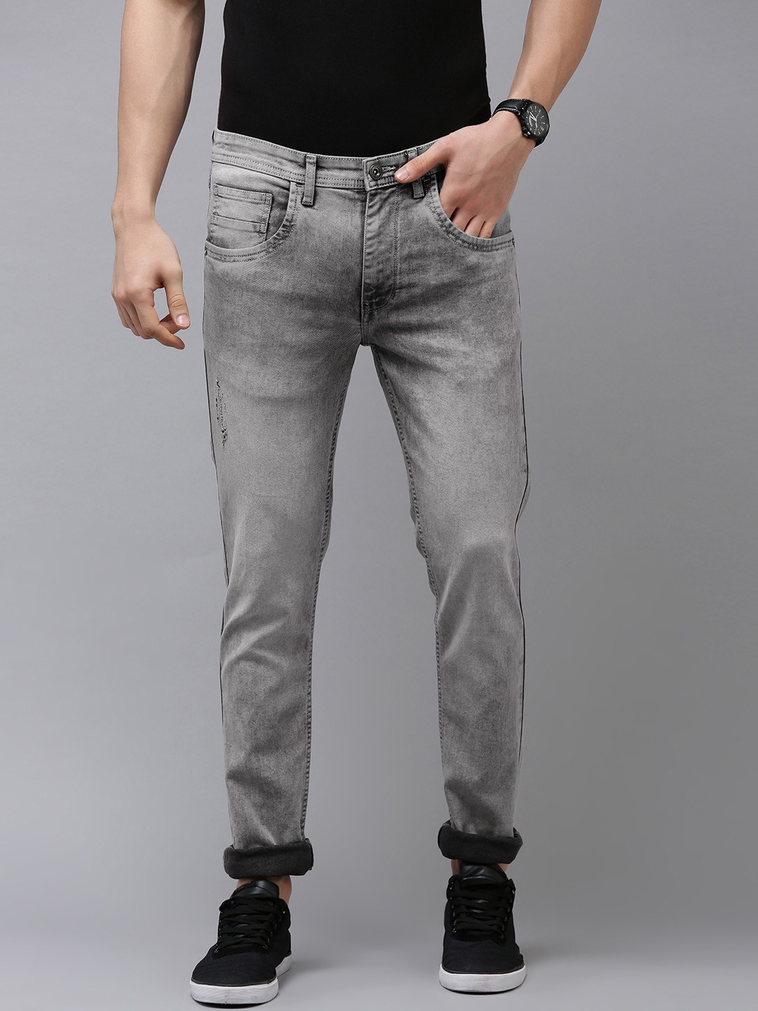 

VAN HEUSEN DENIM LABS Men Grey Skinny Fit Stretchable Jeans