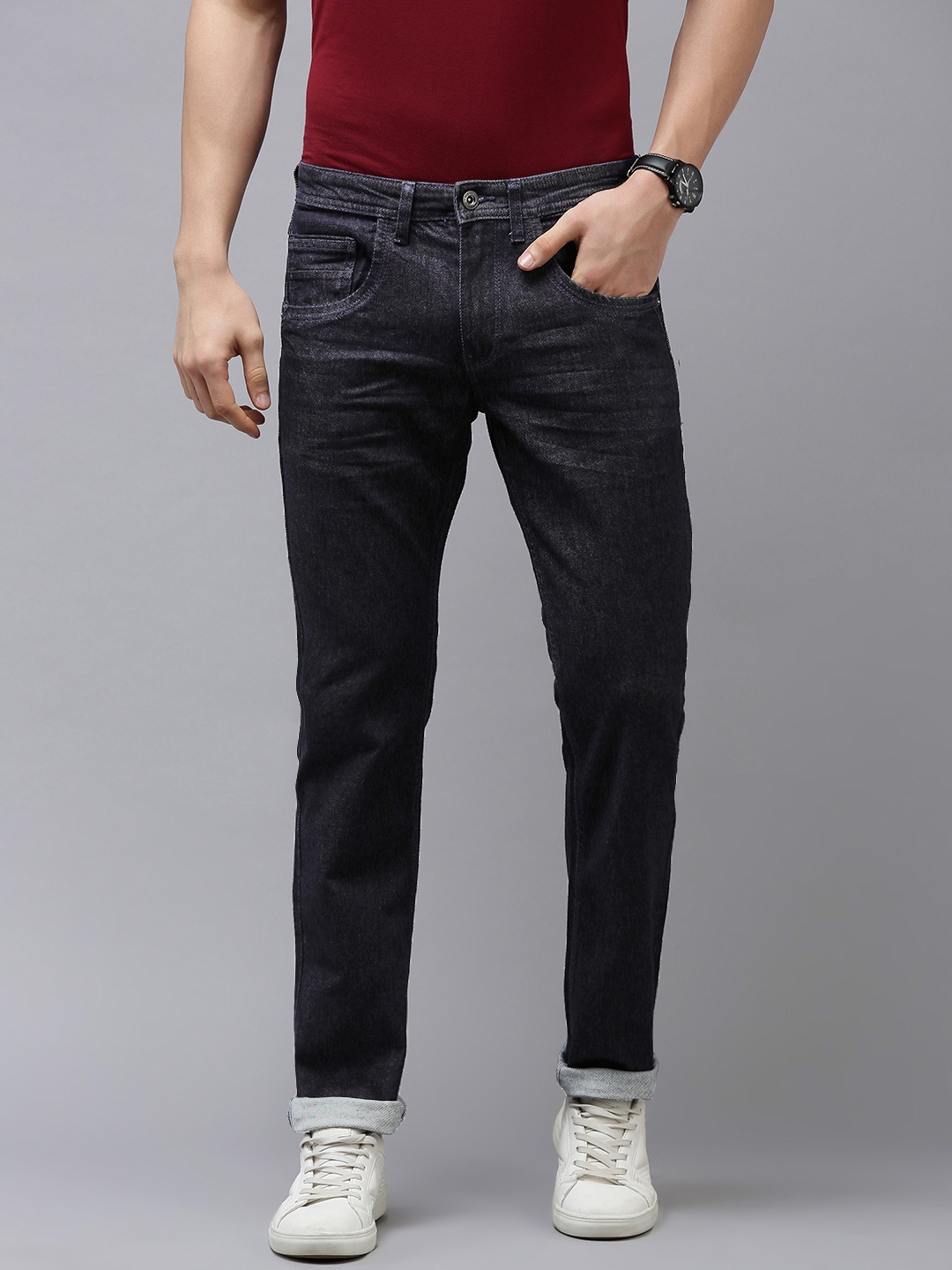 

VAN HEUSEN DENIM LABS Men Navy Blue Slim Fit Stretchable Jeans