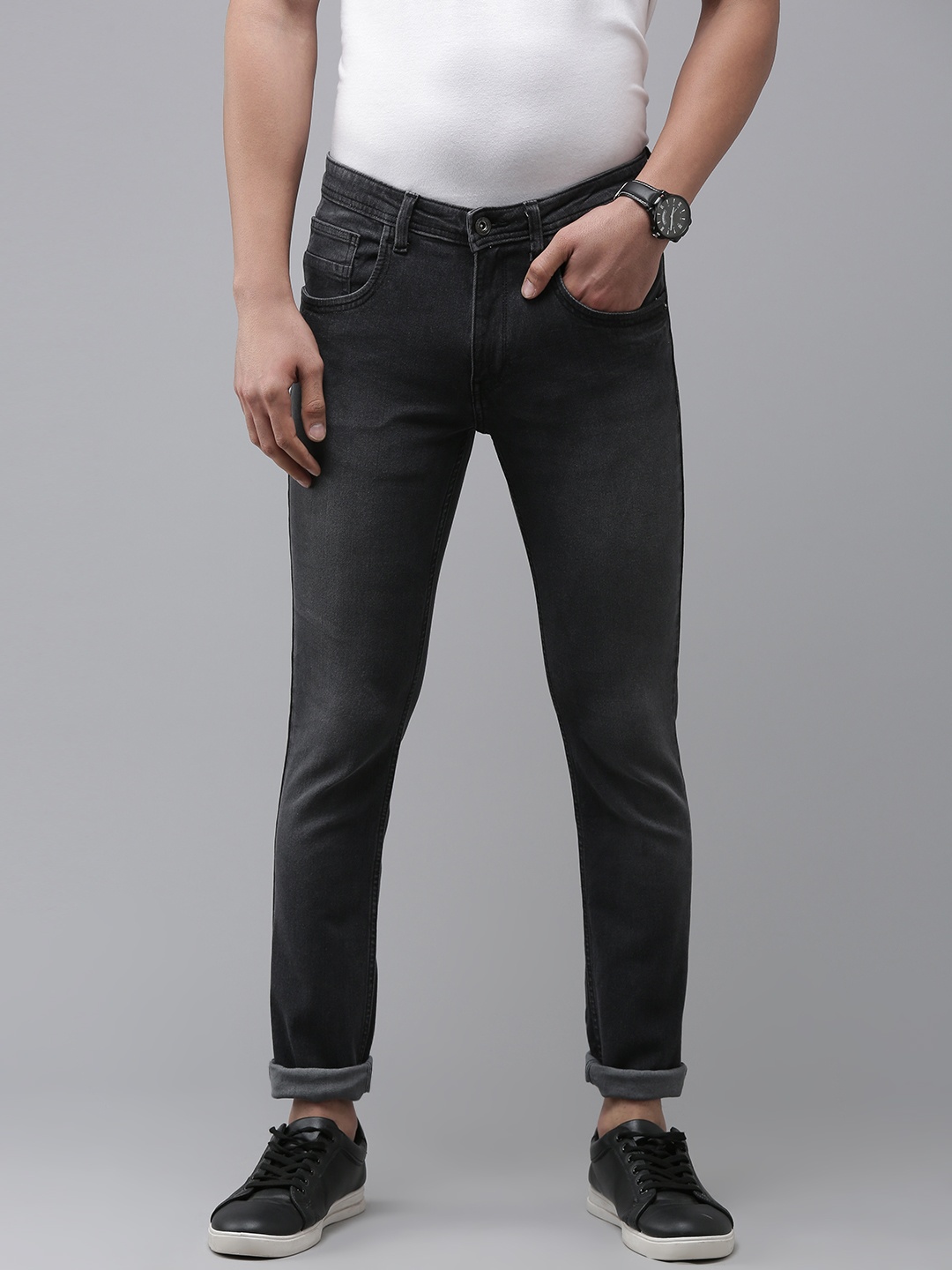 

VAN HEUSEN DENIM LABS Men Black Skinny Fit Stretchable Jeans