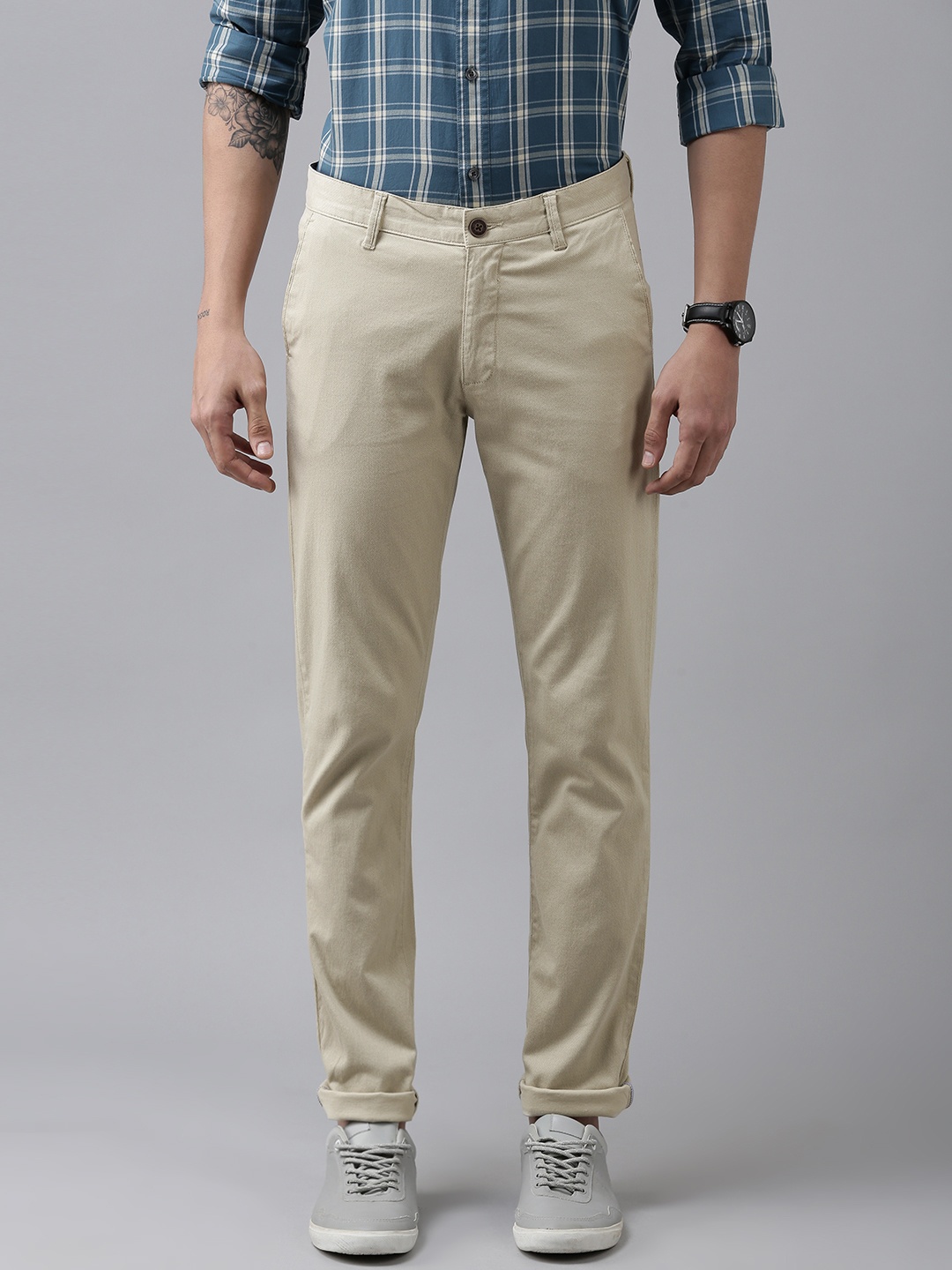 

Van Heusen Sport Men Beige Tapered Fit Trousers
