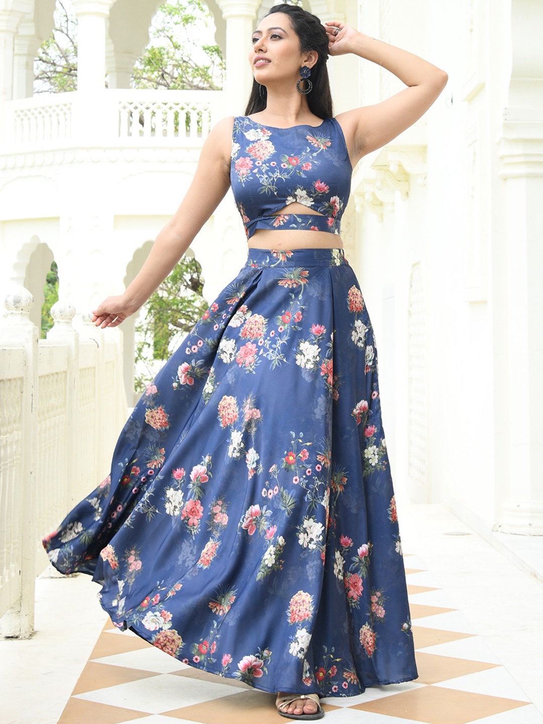 

mulmul.com Women Blue Printed Co-Ords