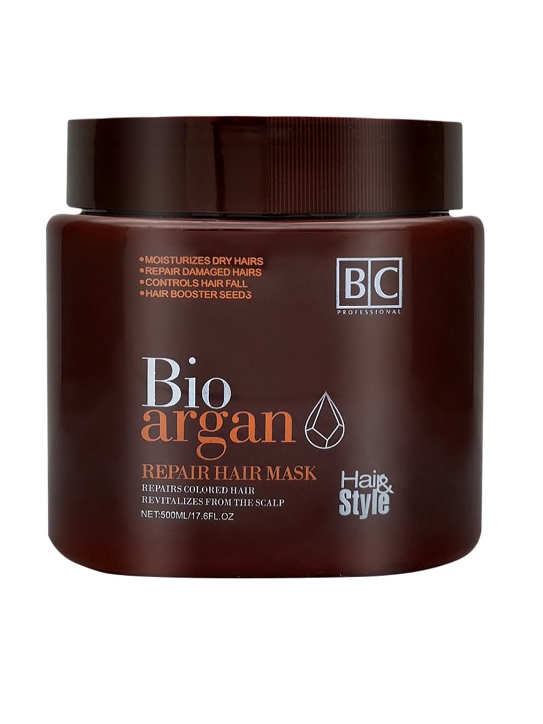 

Berina Bio Argan Repair Hair Mask to Repair Coloured Hair - 500 ml, Brown