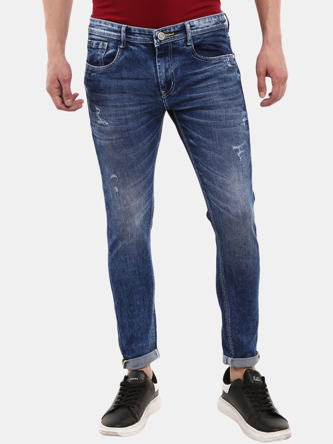 

V-Mart Men Blue Classic Slim Fit Mildly Distressed Heavy Fade Jeans