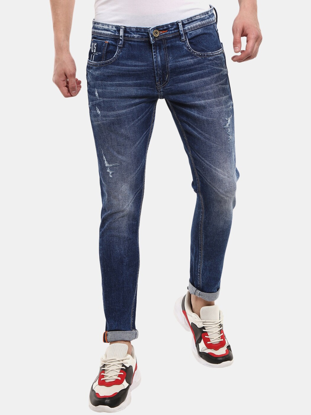 

V-Mart Men Blue Classic Slim Fit Mildly Distressed Heavy Fade Jeans