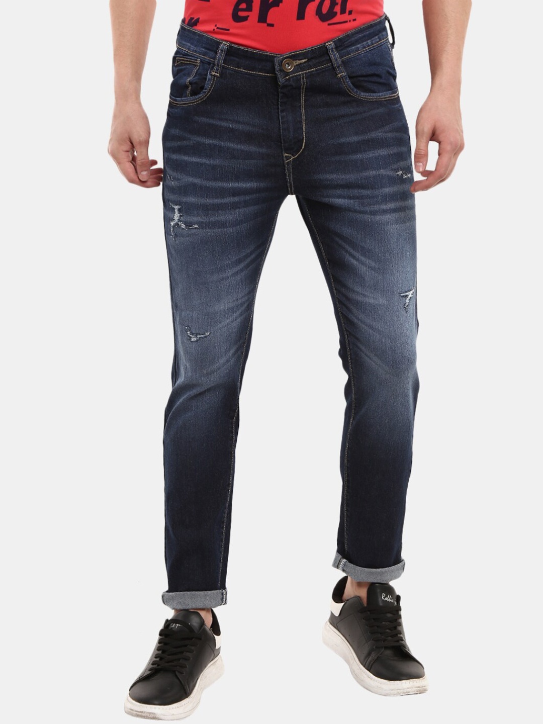 

V-Mart Men Blue Classic Slim Fit Mildly Distressed Heavy Fade Jeans