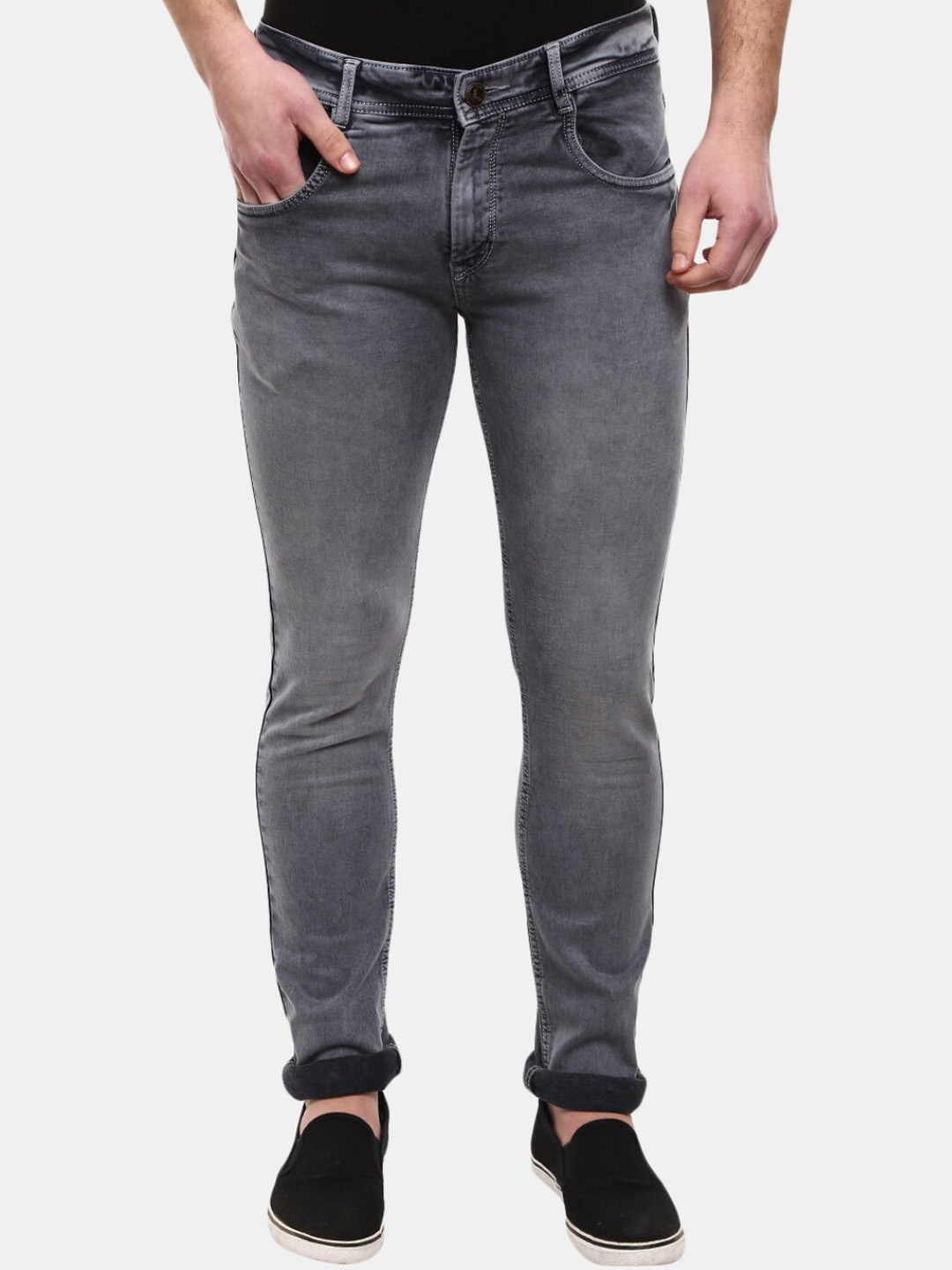 

V-Mart Men Grey Classic Slim Fit Heavy Fade Jeans