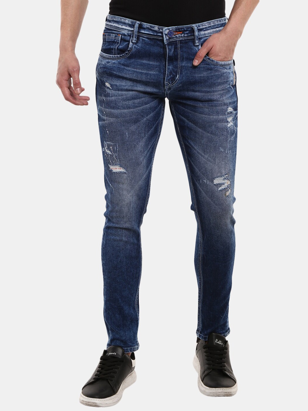 

V-Mart Men Blue Classic Slim Fit Mildly Distressed Heavy Fade Jeans