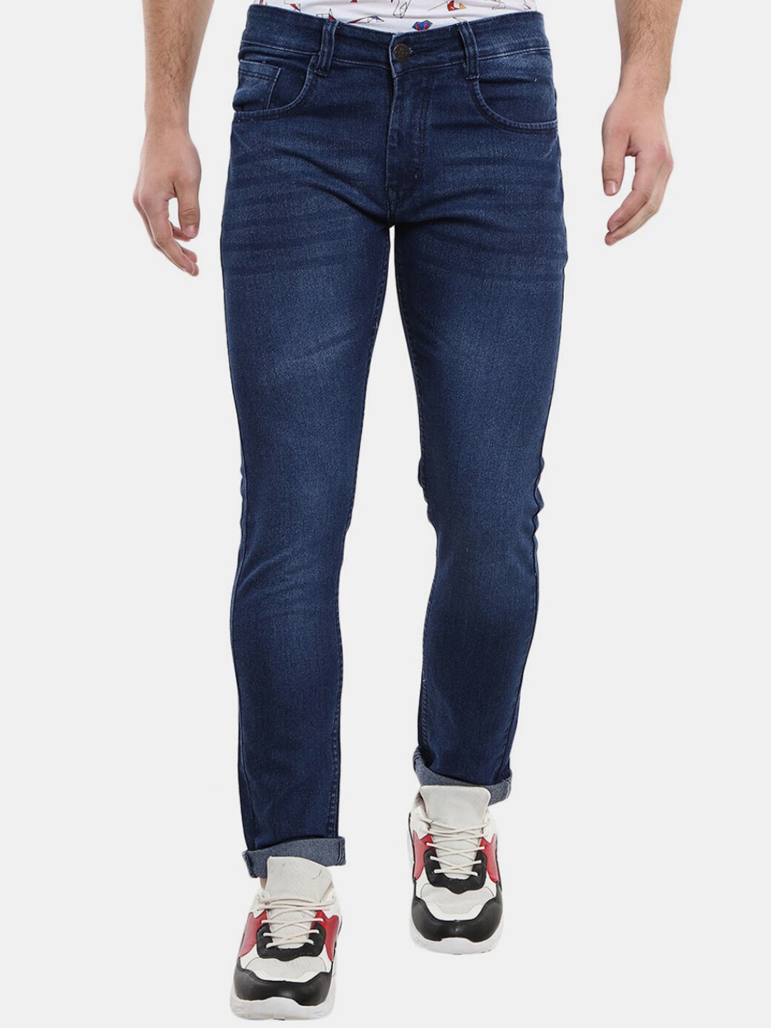 

V-Mart Men Blue Solid Cotton Classic Slim Fit Light Fade Jeans