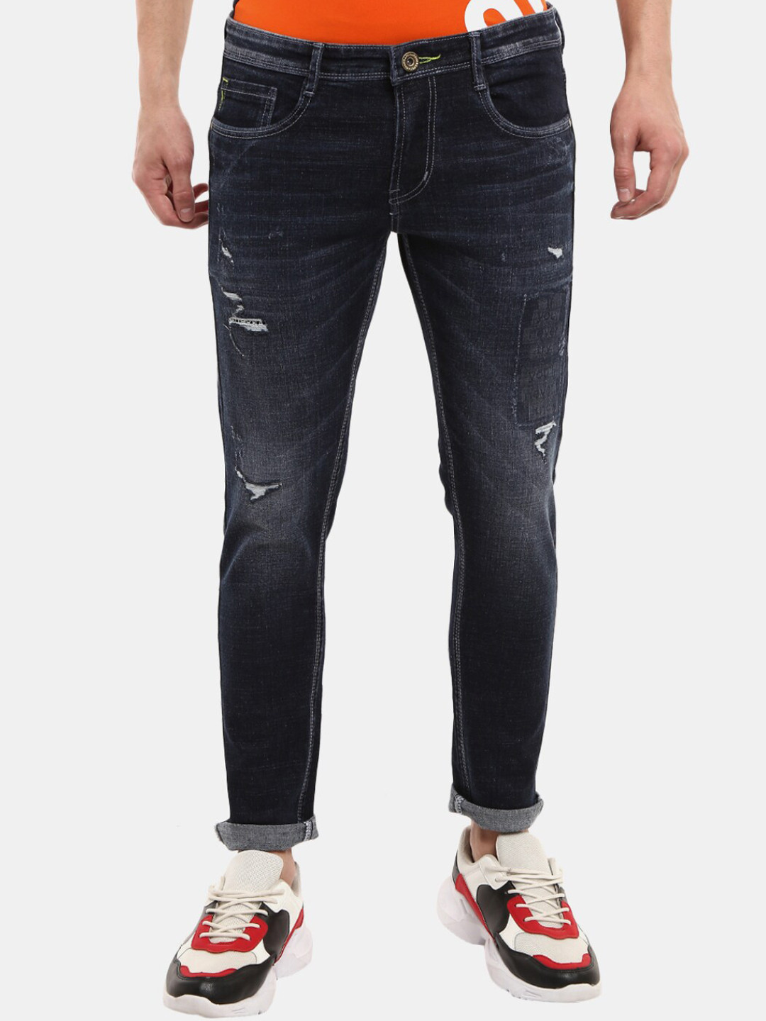 

V-Mart Men Blue Classic Slim Fit Mildly Distressed Light Fade Jeans