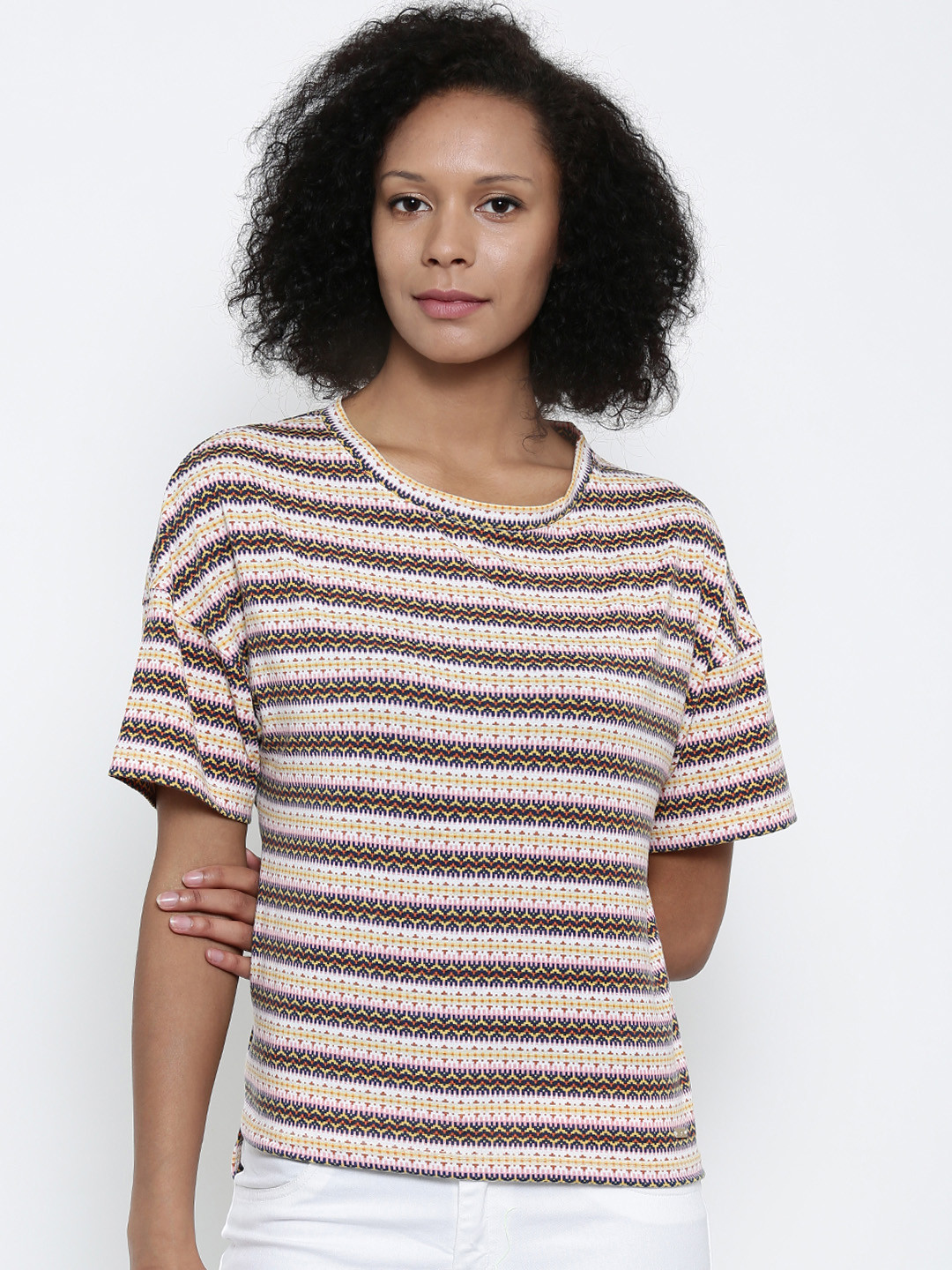 

Park Avenue Woman Women Multicoloured Printed Round Neck T-shirt, Multi