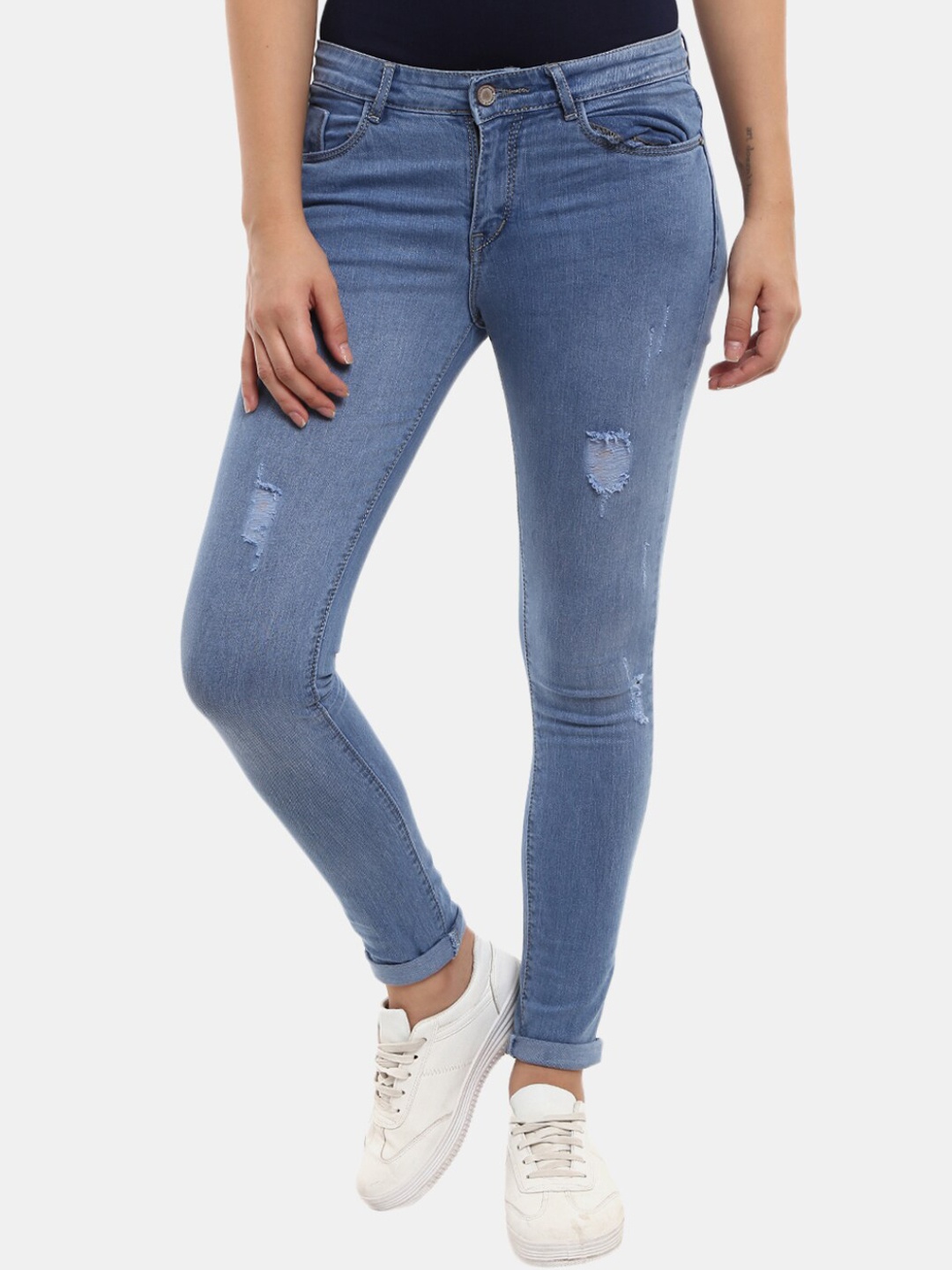 

V-Mart Women Blue Classic Mildly Distressed Light Fade Jeans