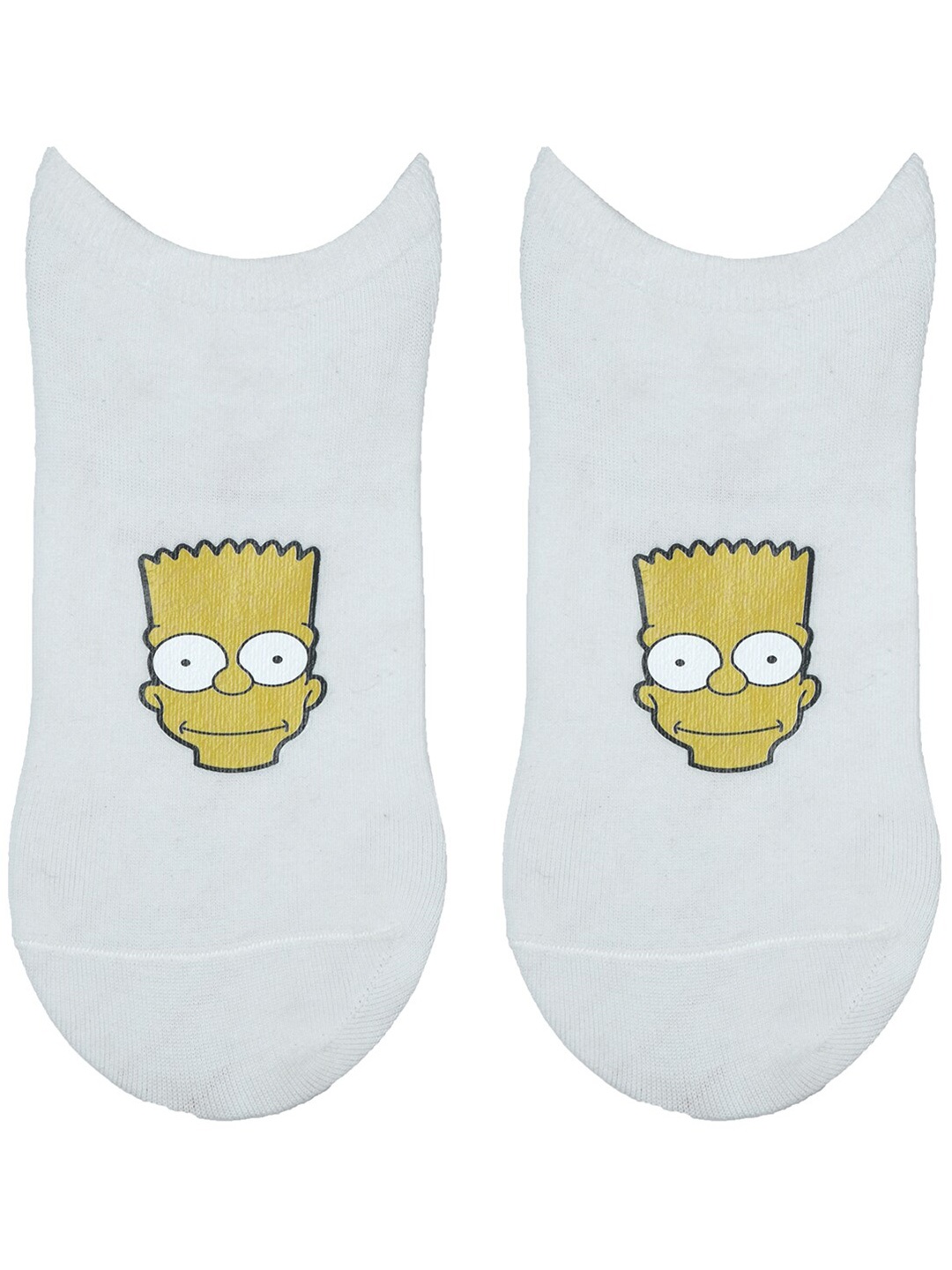 

TOFFCRAFT Men White & Yellow Bart Simpson Patterned Cotton Ankle-Length Socks