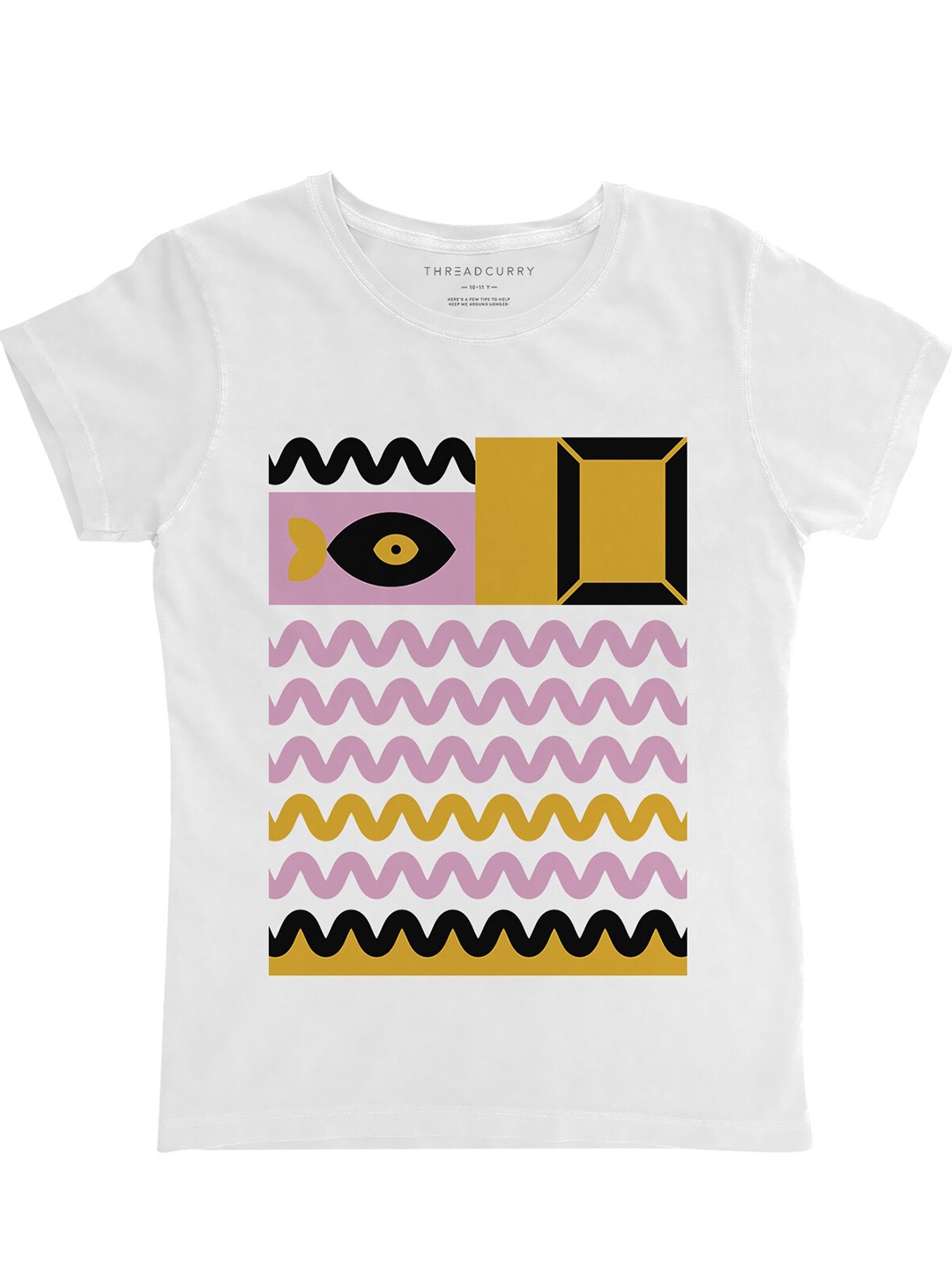 

THREADCURRY Kids-Girls White Printed Raw Edge T-shirt