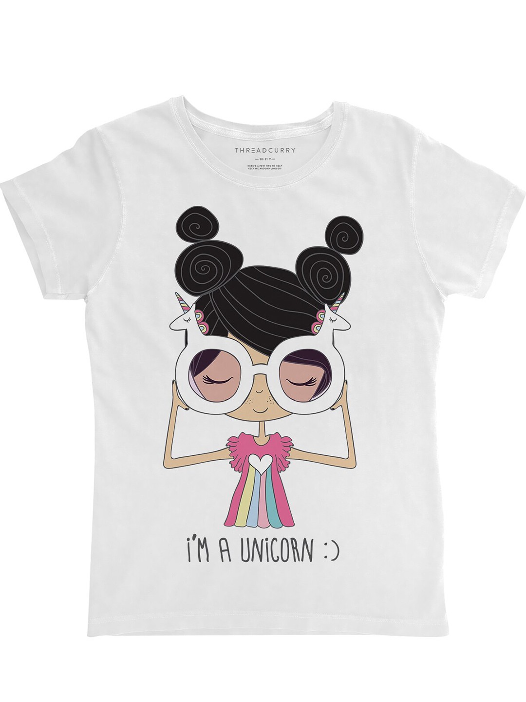 

THREADCURRY Girls White Unicorn Printed T-shirt