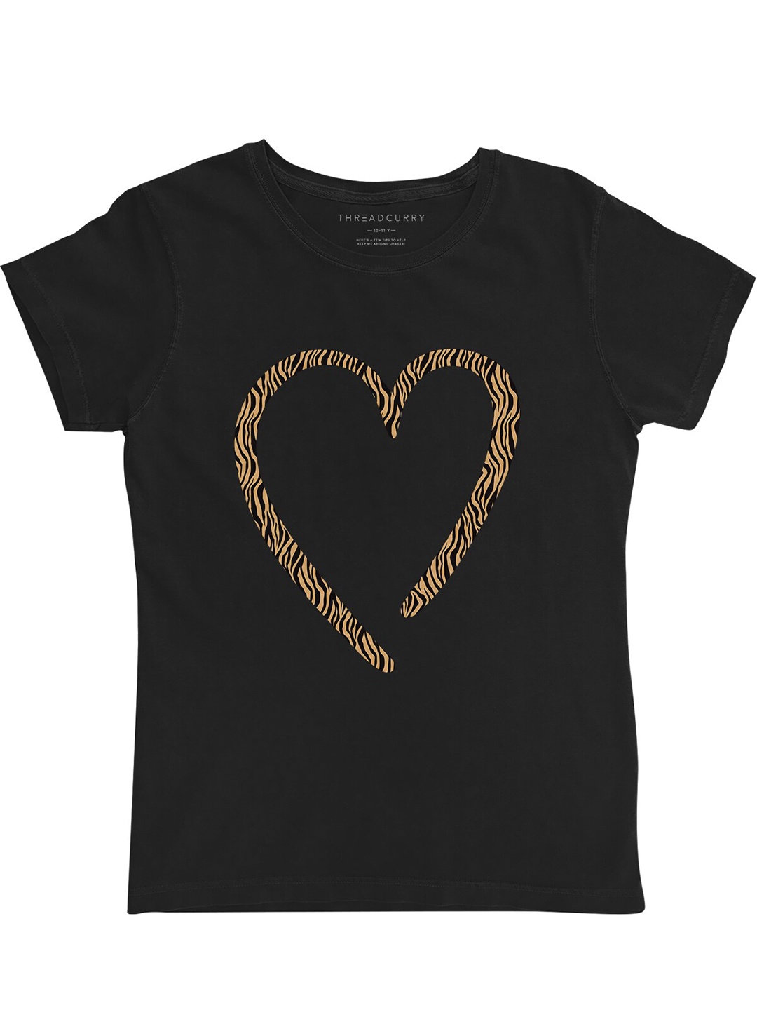 

THREADCURRY Girls Black Love Printed Tshirt
