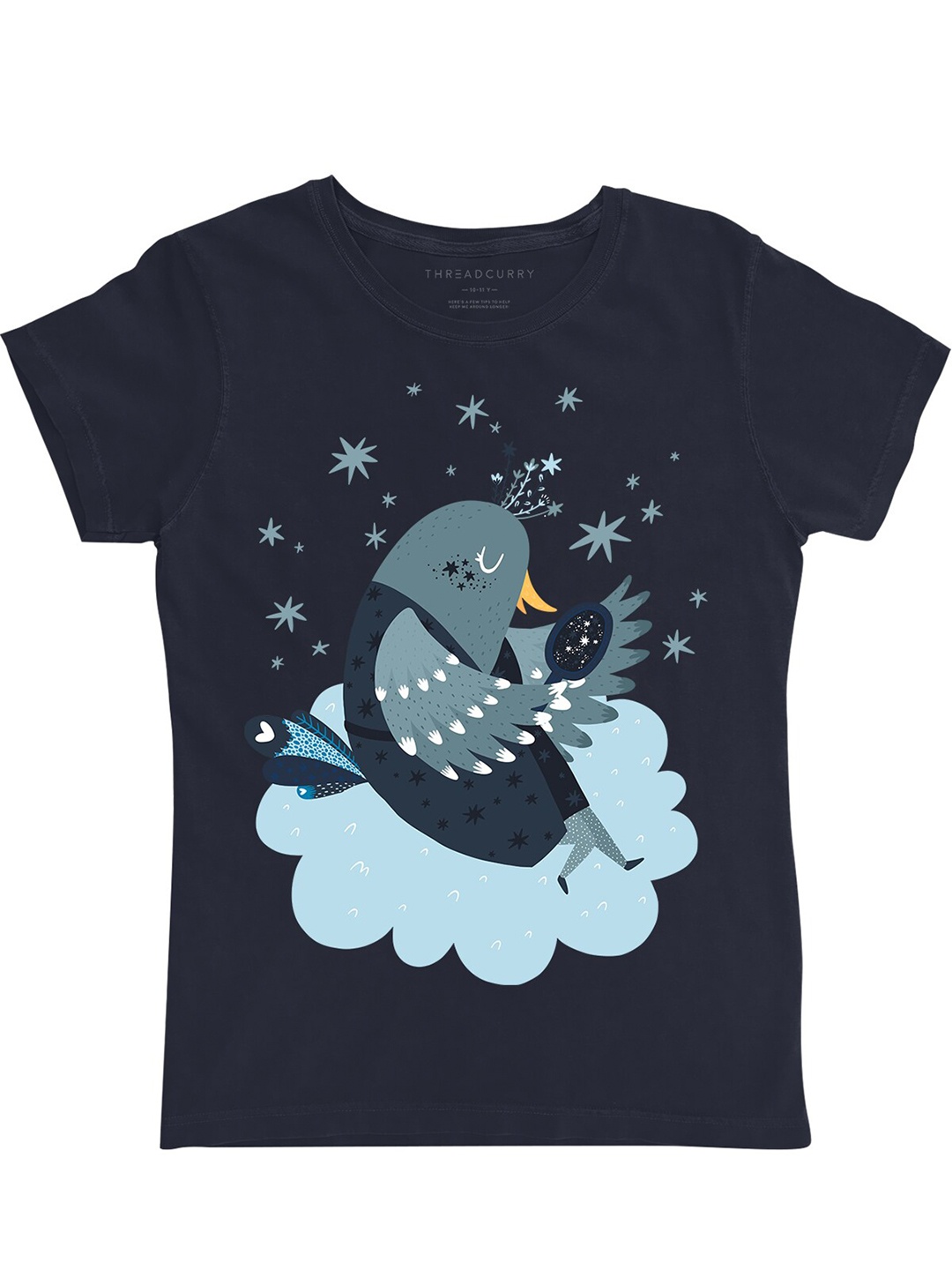 

THREADCURRY Girls Navy Blue Printed T-shirt