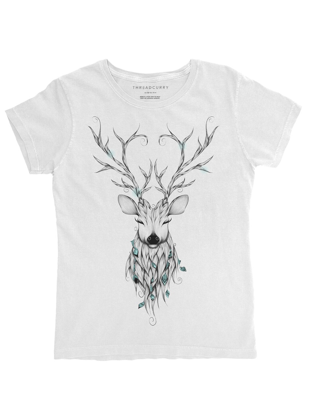 

THREADCURRY Girls White Printed T-shirt