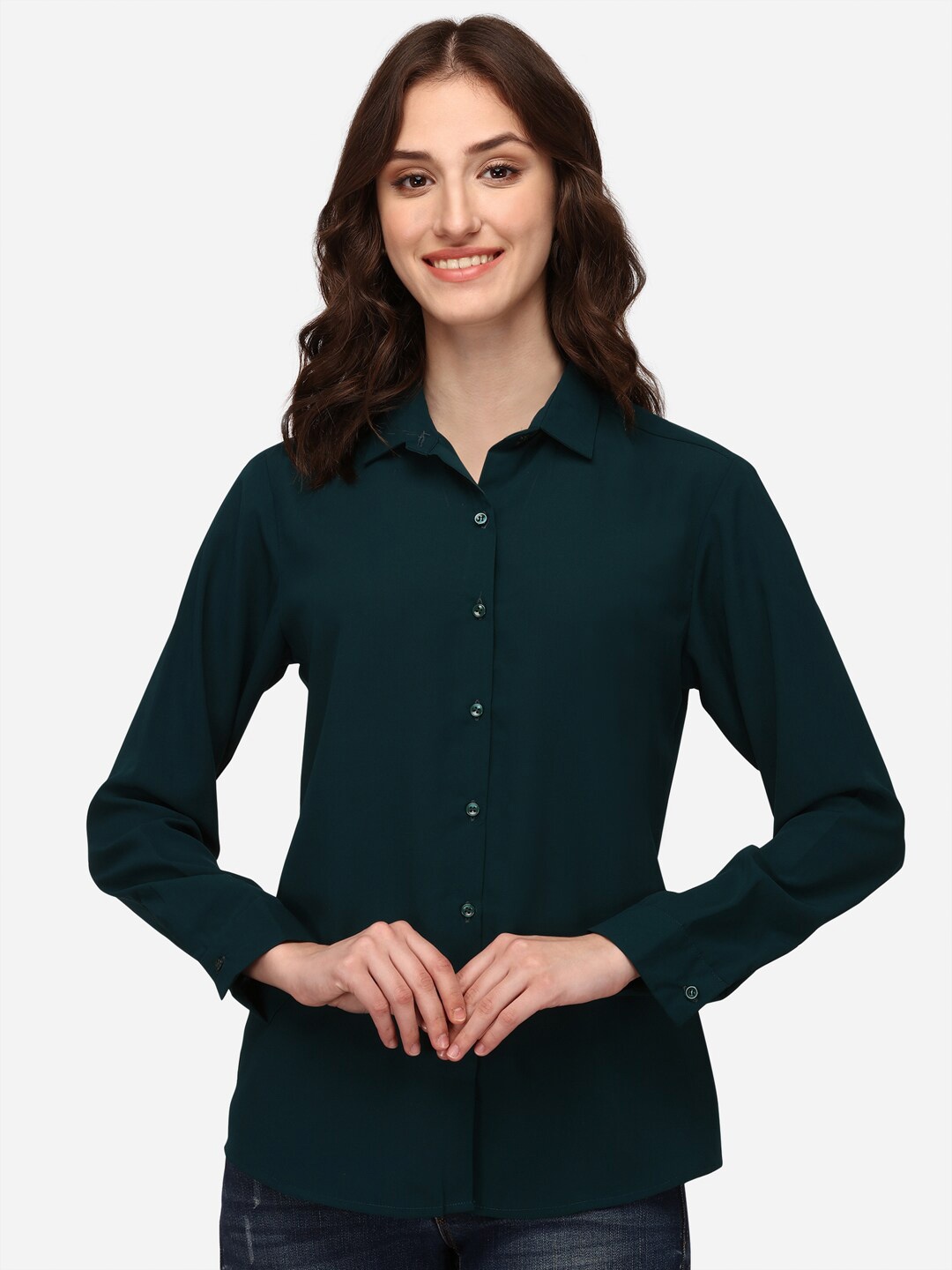 

Fbella Women Green Standard Formal Shirt