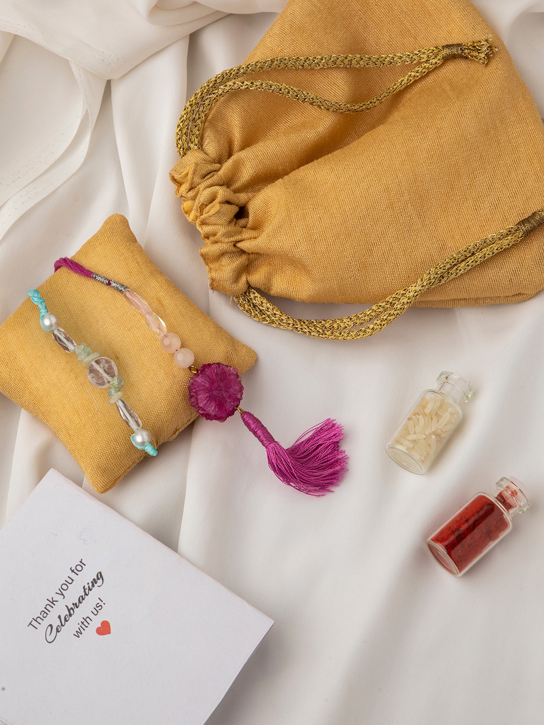 

DEEBACO Set of 2 Healing Stone Bhaiya Bhabhi Rakhi, Blue