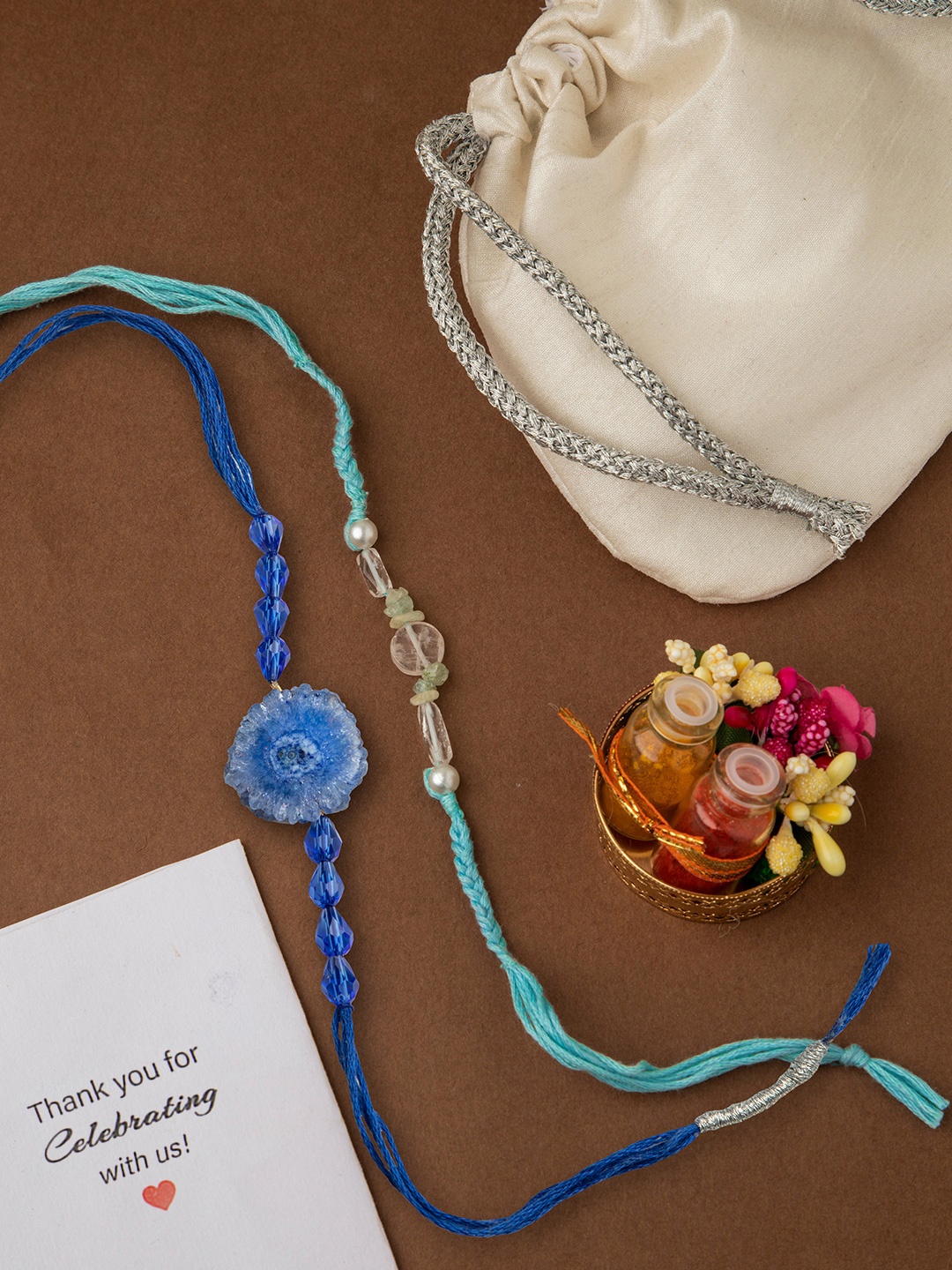 

DEEBACO Set of 2 Beaded Rakhi, Blue