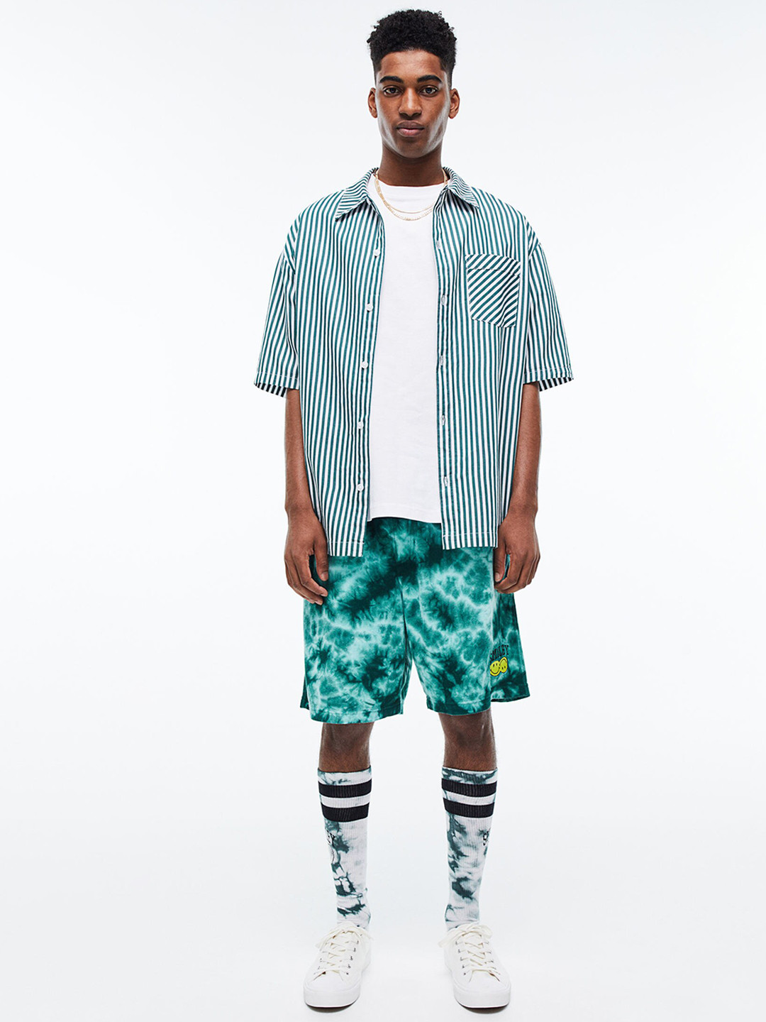 

H&M Men Turquoise Blue Relaxed Fit Terry Shorts
