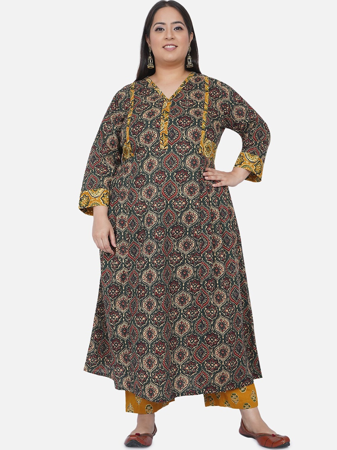 

Fabnest Curve Women Green Ethnic Printed Anarkali Kurta