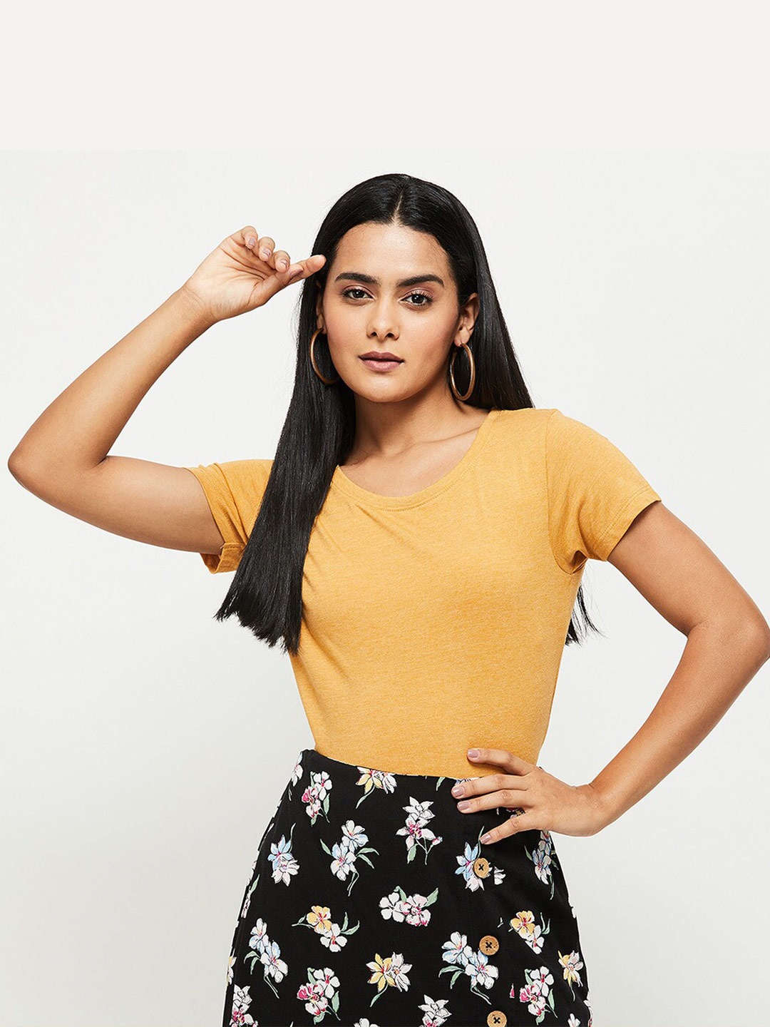 

max Women Mustard Yellow T-shirt