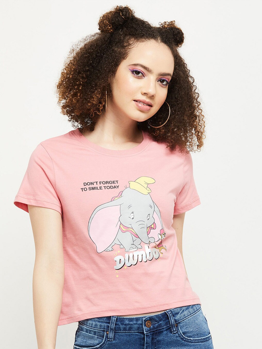 

Max Women Pink Typography Printed T-shirt