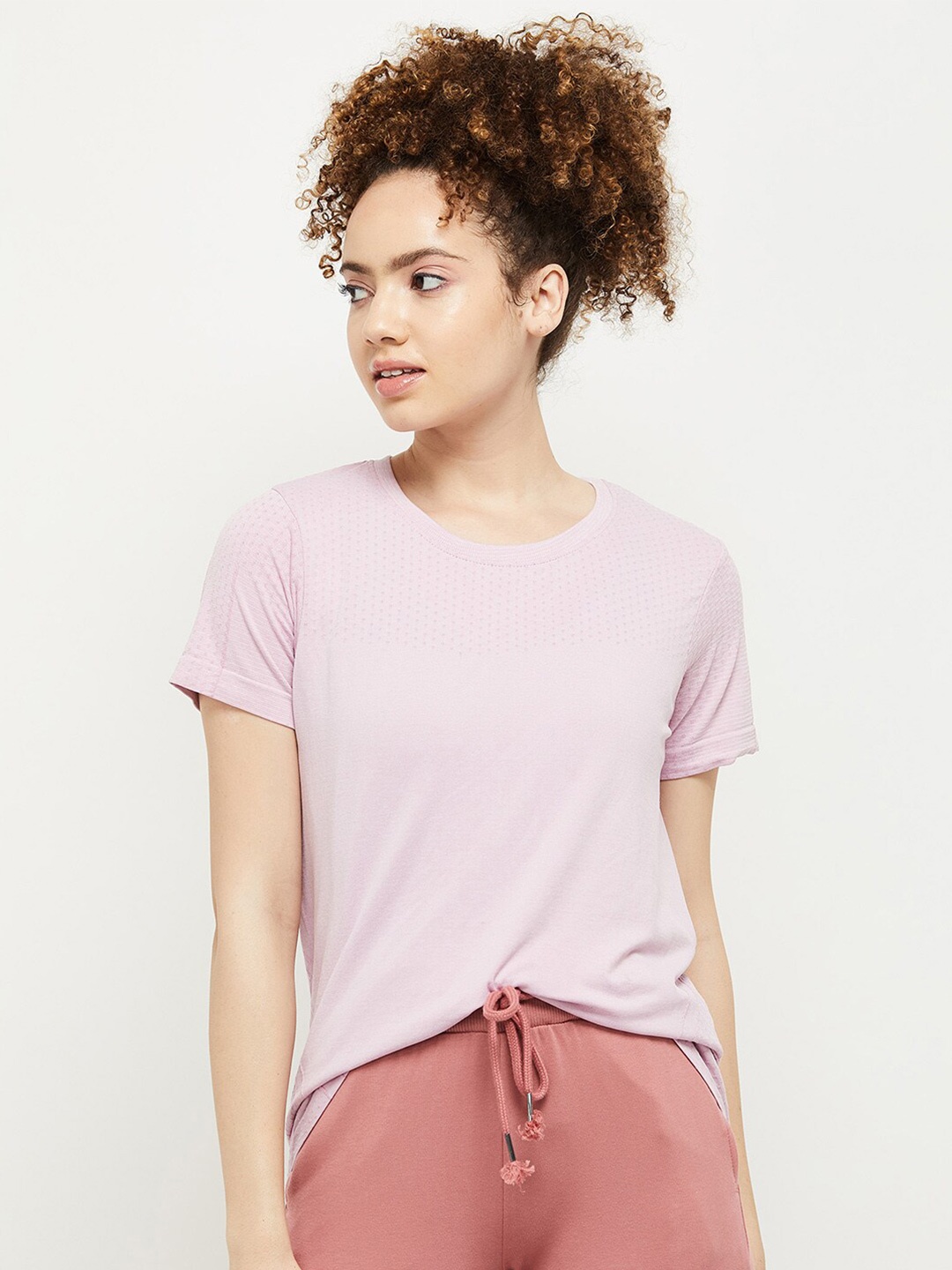

max Women Lavender Raw Edge T-shirt