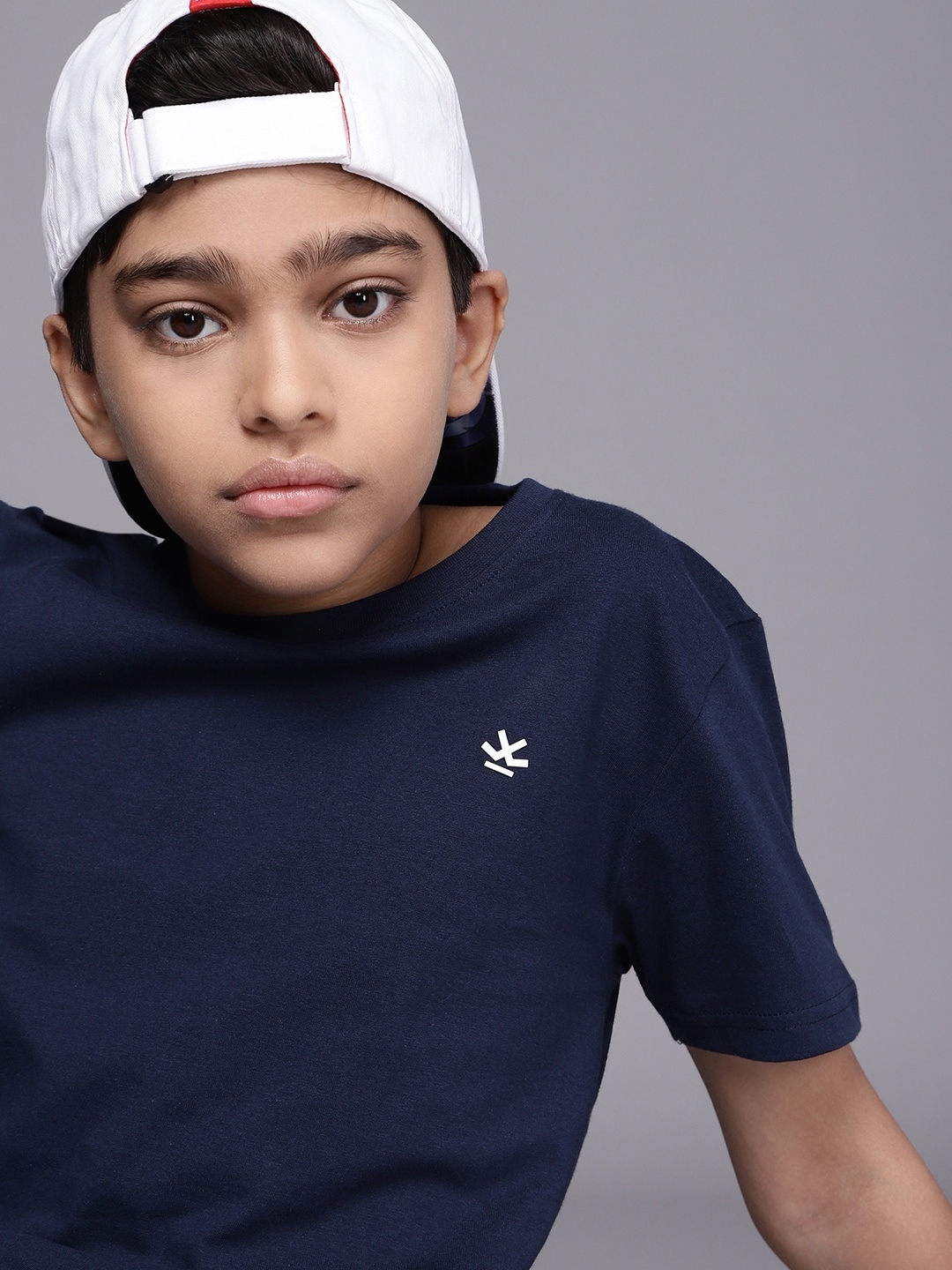 

WROGN YOUTH Boys Navy Blue Pure Cotton Slim Fit T-shirt