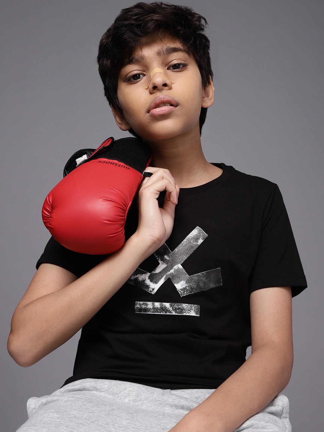 

WROGN YOUTH Boys Black Printed T-shirt