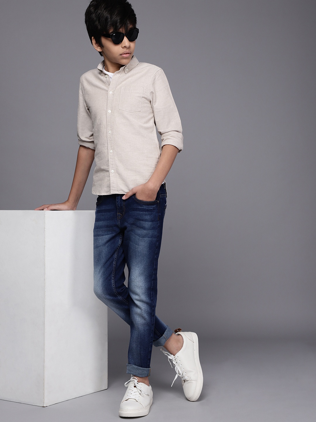 

WROGN YOUTH Boys Blue Skinny Fit Heavy Fade Stretchable Jeans