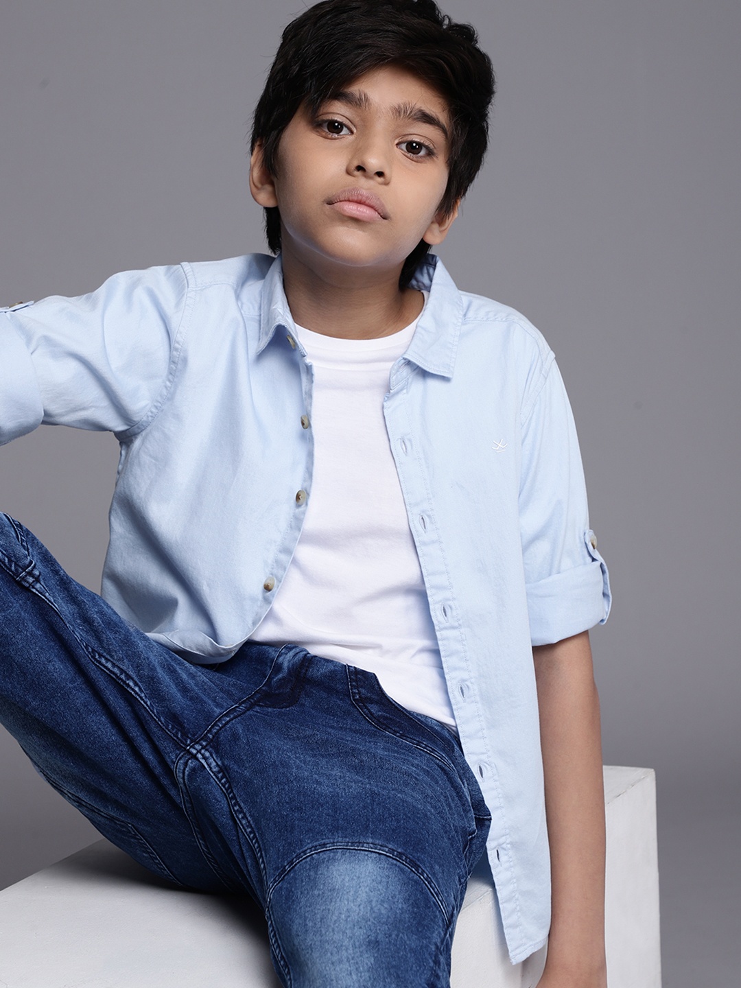 

WROGN YOUTH Boys Blue Pure Cotton Casual Shirt