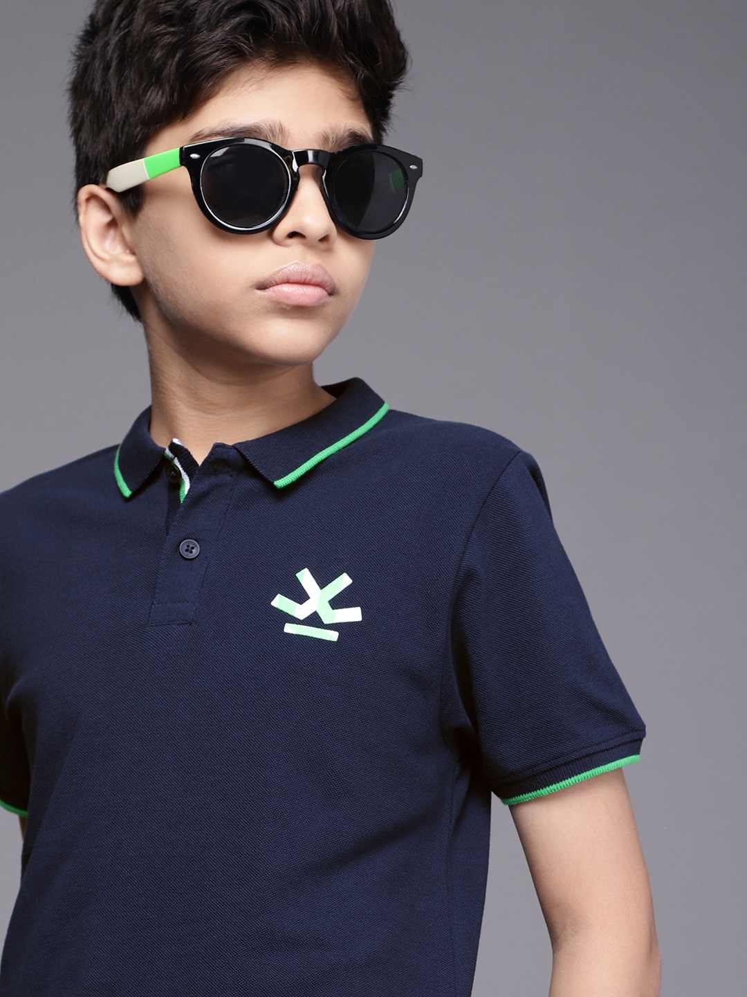 

WROGN YOUTH Boys Blue Pure Cotton Polo Collar T-shirt