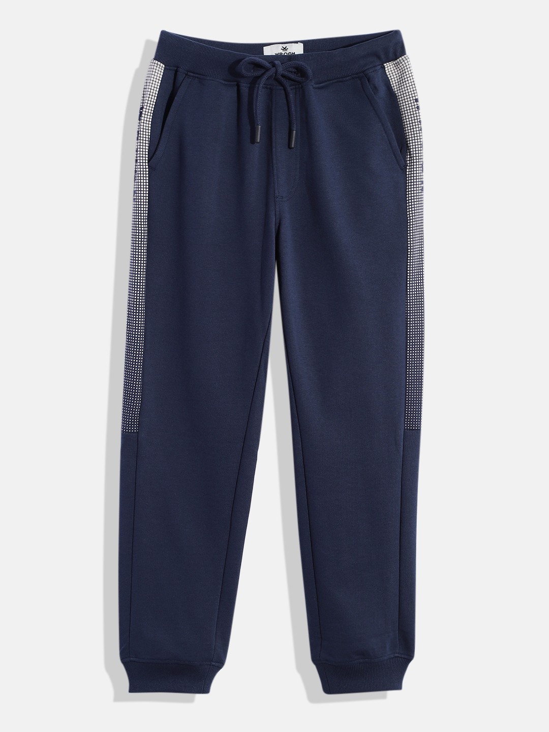 

WROGN YOUTH Boys Navy Blue Side Striped Joggers