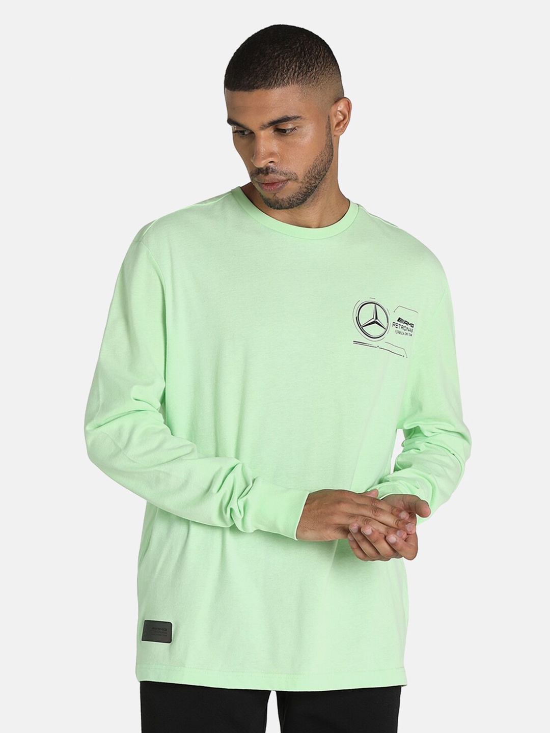 

PUMA Motorsport Men Green & Black MAPF1 Statement Typography Motorsports T-shirt