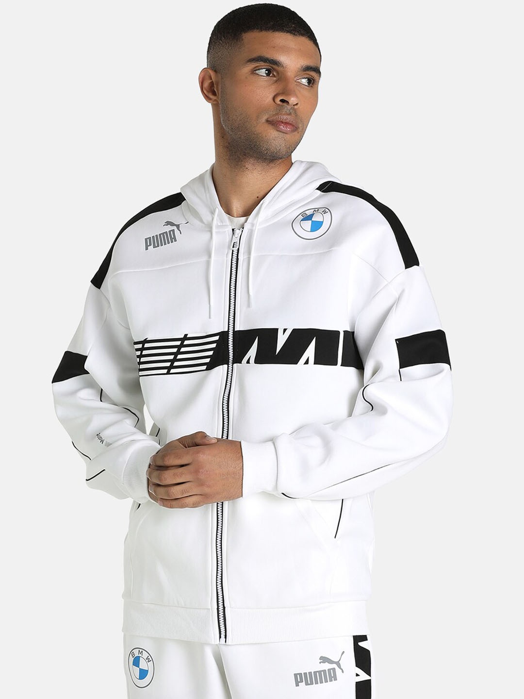 

PUMA Motorsport Men White & Black BMW SDS Sweat Regular Fit Motorsports Jacket