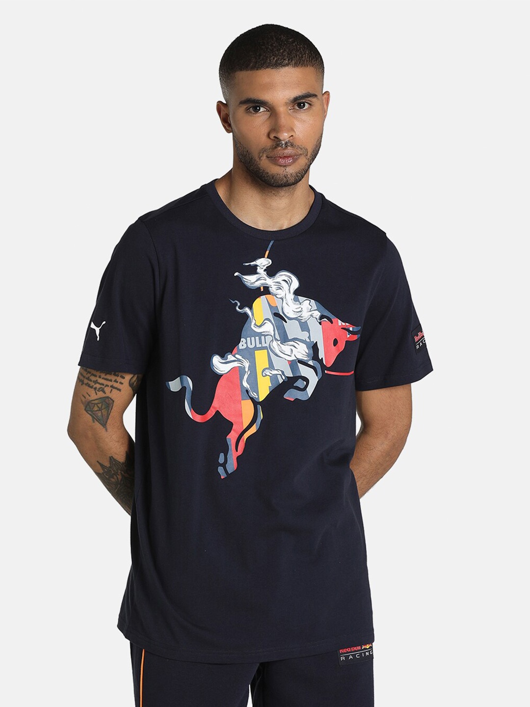 

PUMA Motorsport Men Blue Red Bull Racing Dynamic Bull Logo Printed Motorsport T-shirt