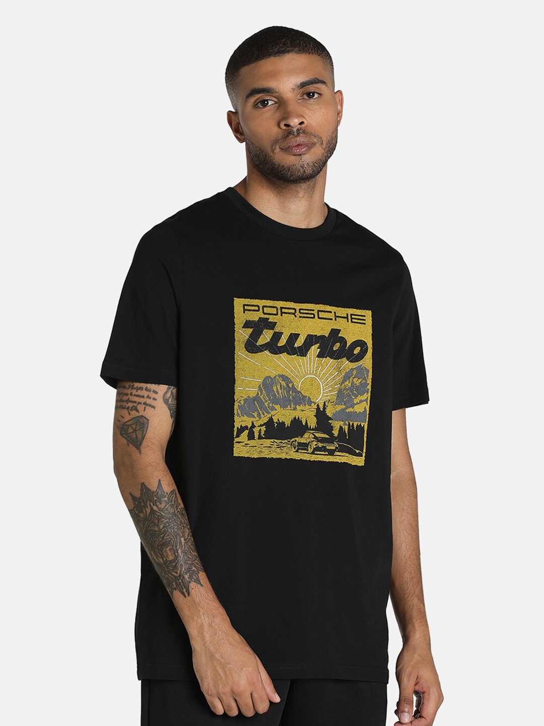 

PUMA Motorsport Men Black & Yellow PL Graphic T-Shirt 2