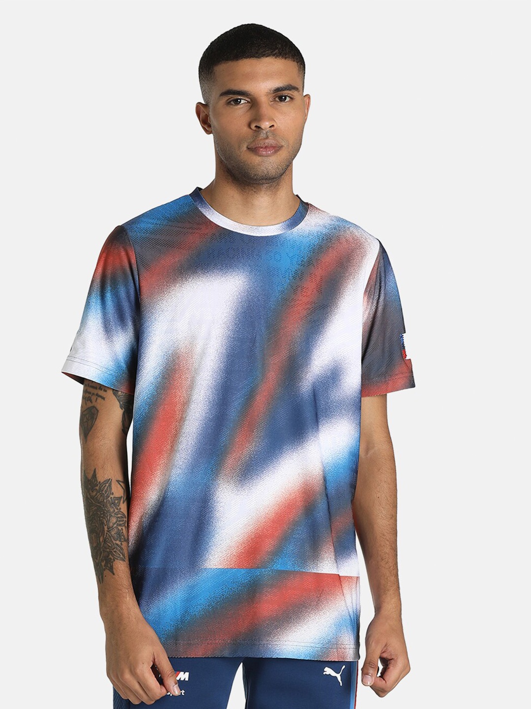 

PUMA BMW M Motorsport Men Blue & White Printed Oversized Motorsport T-shirt