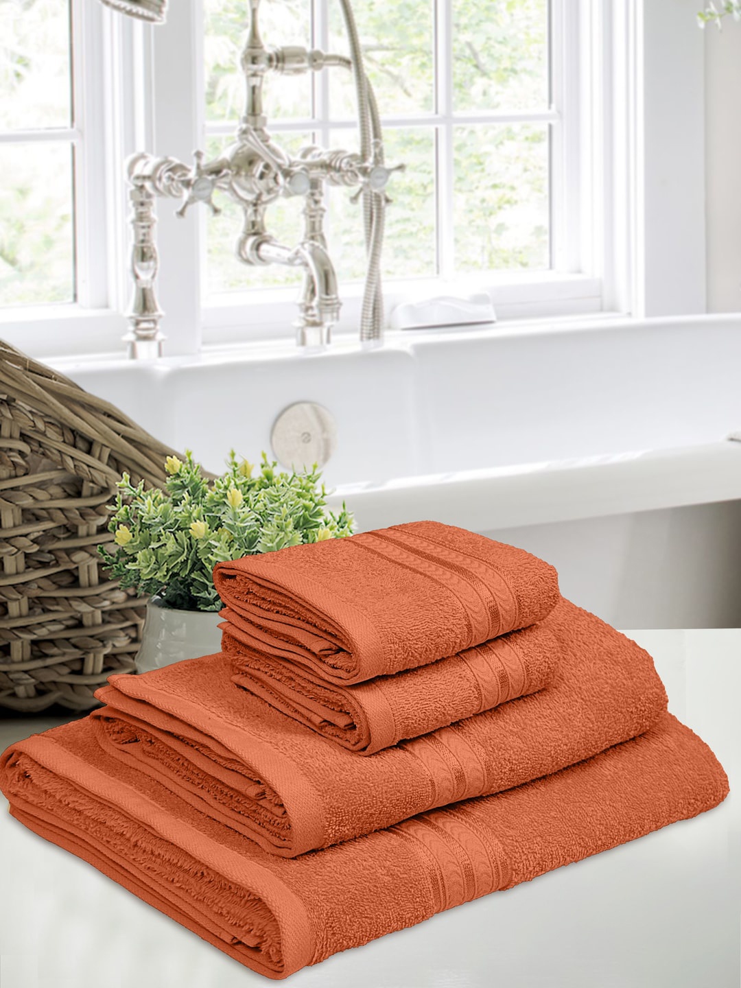 

Home Fresh Orange 400 GSM 4 Pcs Cotton Towel Set