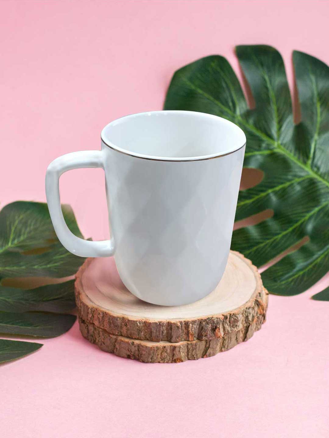 

Art Street White & Gold-Toned Textured Ceramic Glossy Cups Set of Cups and Mugs