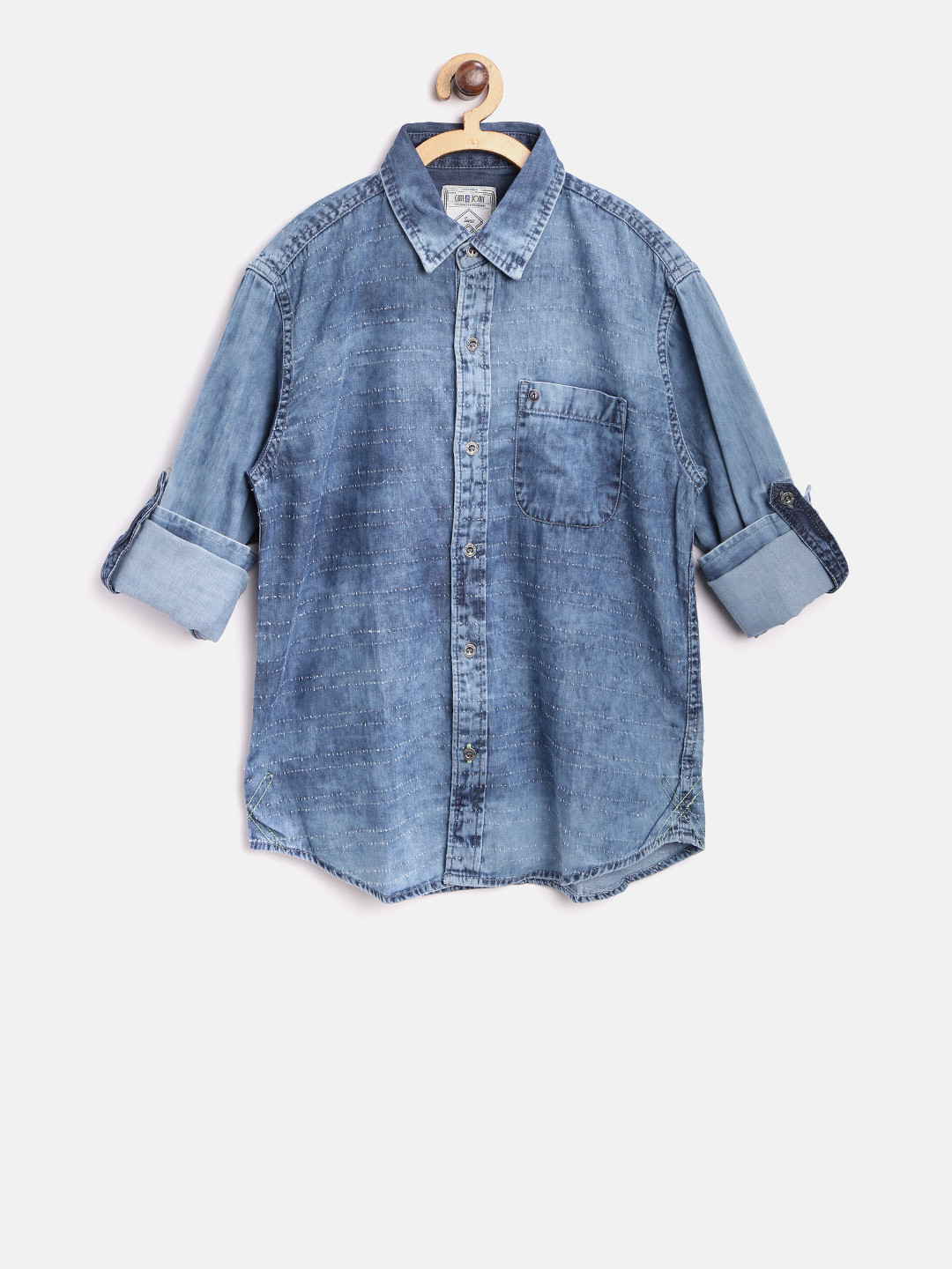 

Gini and Jony Boys Blue Regular Fit Faded Denim Shirt