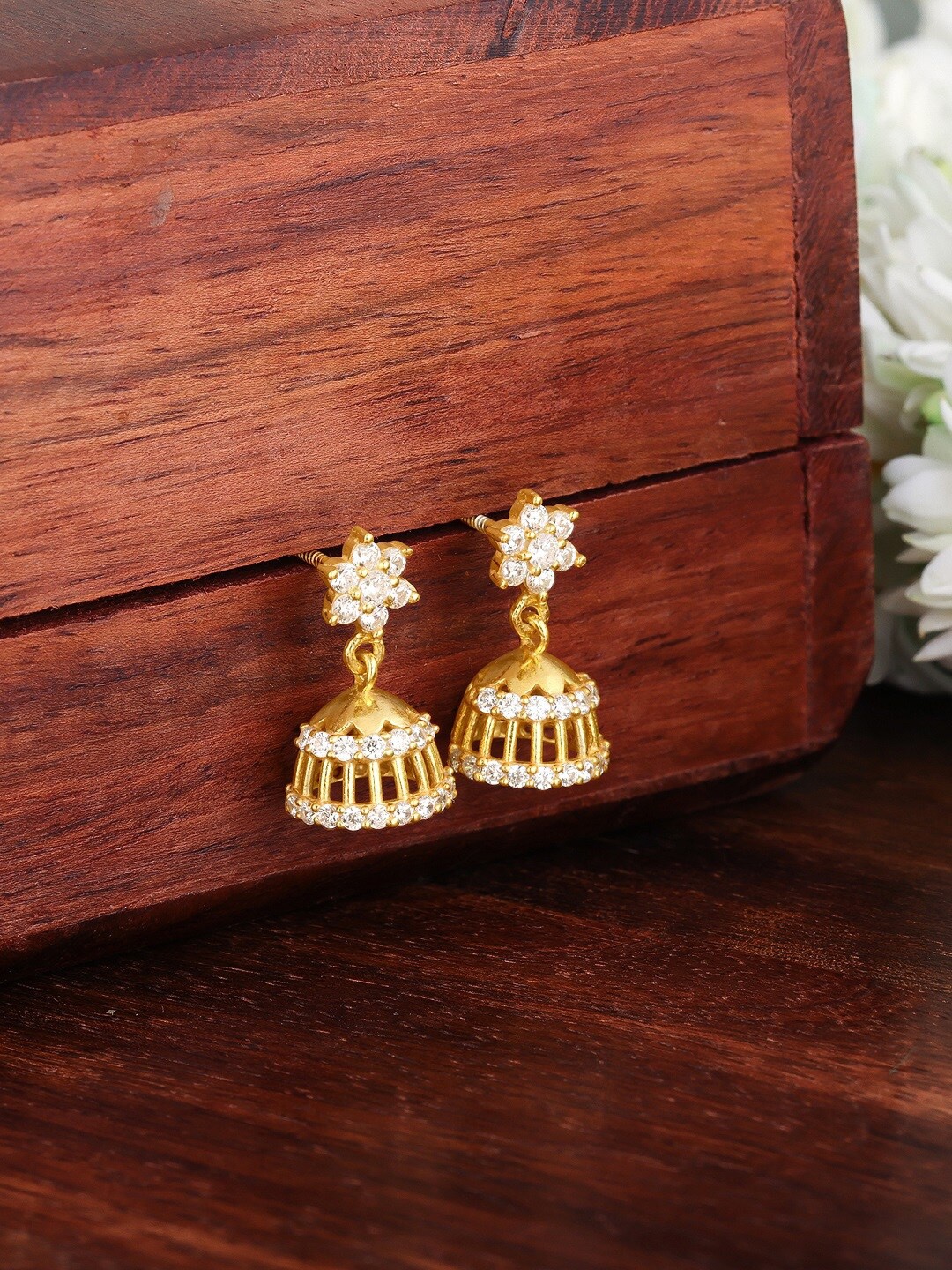 

GIVA Gold-Toned Contemporary Jhumkas Earrings